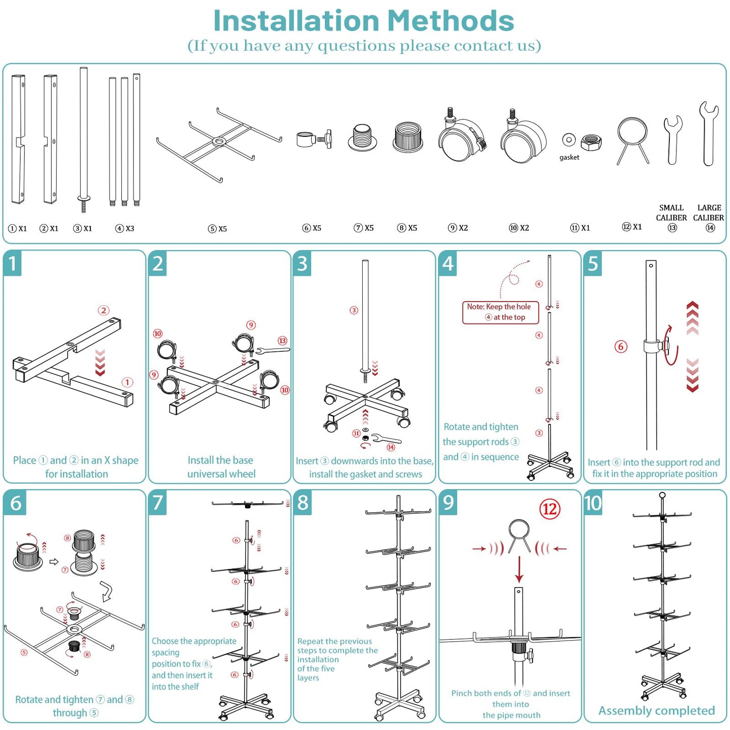 Flenpptly Retail Display Stand Rotating Display Rack 5 Tier Spinning Display Stand for Craft Shows, Jewelry, Keychain, Earring Adjustable Height Retail Display Racks (5-Tier Black)