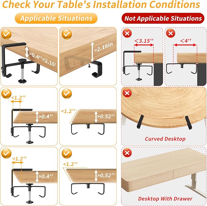 Under Desk Cable Management Tray, No Drill Desk Cord Organizer with Clamp, 28" Fabric Cable Management for Standing Desk Office & Home, Black