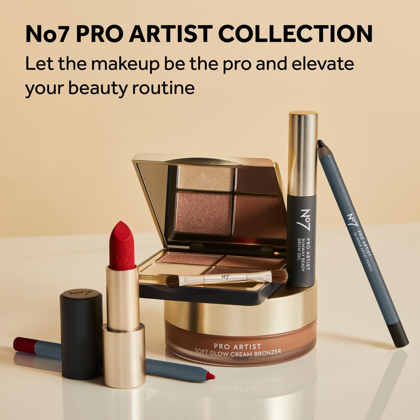 No7 Pro Artist Eyeshadow Palette - High-Pigment Eye Makeup with a Lasting Finish & Blendable Formula - Includes Matte & Shimmer Eyeshadow to Create Versatile Looks - Round of Applause (0.25 oz)