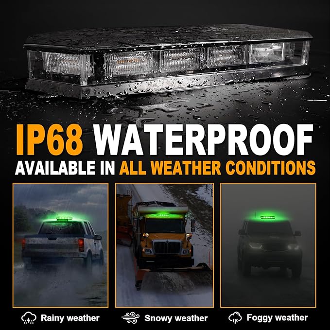 ASPL 16.5 Inch Roof Top Beacon Emergency Strobe Light With Controller - 56 LED Magnetic Warning Caution Bar for Traffic Hazard Plow - Trucks Vehicles Construction Snowplow (Green)