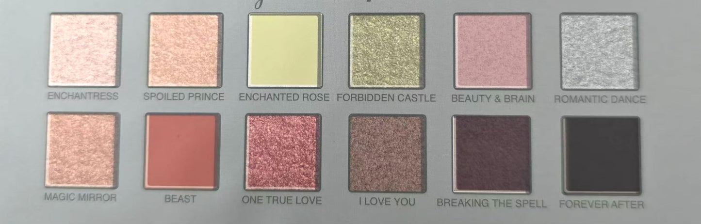 Enchanted Beauty and Beast 12-Color Eyeshadow Palette, Romantic Fairytale Collection with Matte and Shimmer Shades, Mirror Included