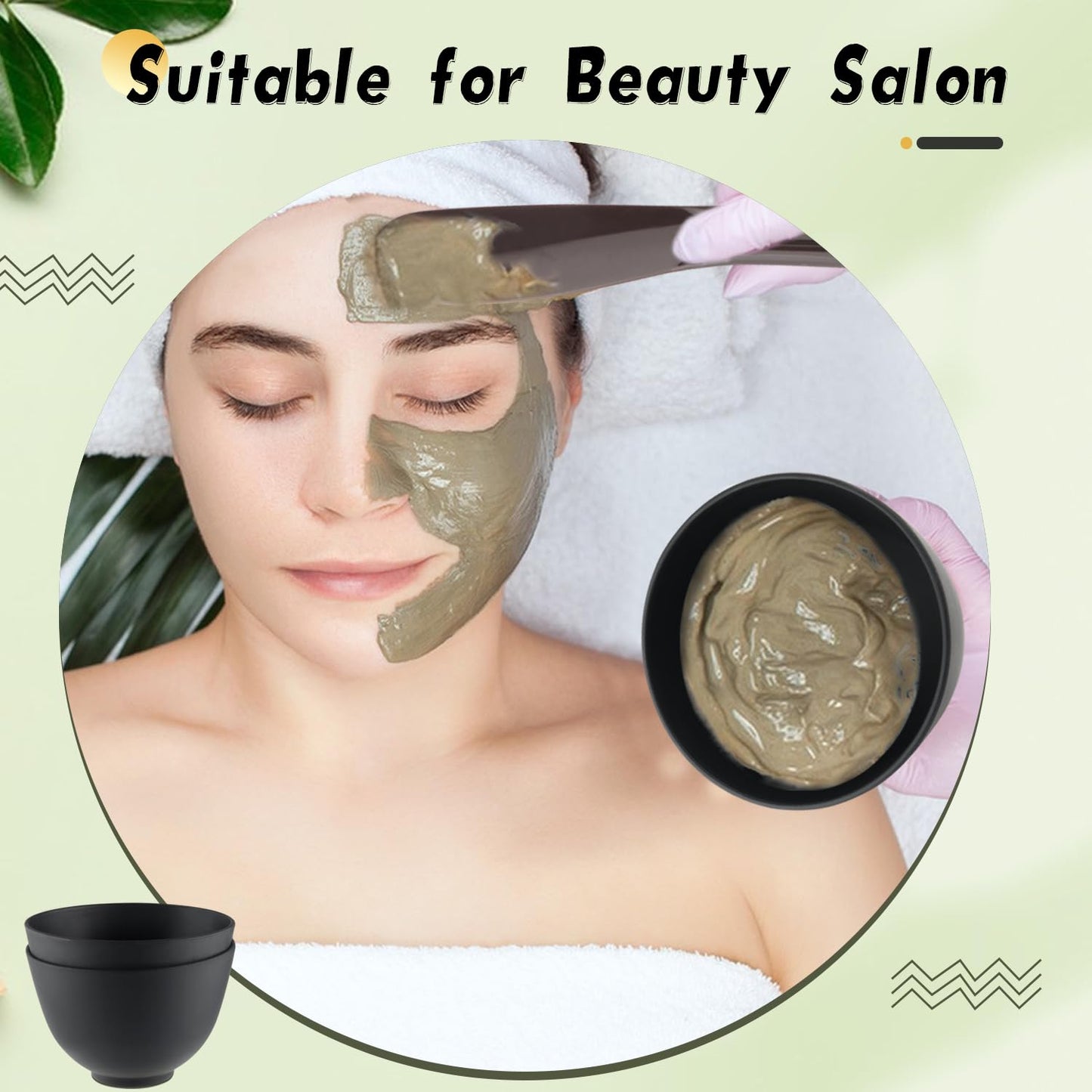 BOSMIOW 8Pcs Black Facial Mask Mixing Bowl with 8Pcs Spatulas,Silicone Mud Mask DIY Containers,Skincare Products Makeup Kit,Cosmetic Beauty Tool for Home Use,Salon,SPA,Microwavable