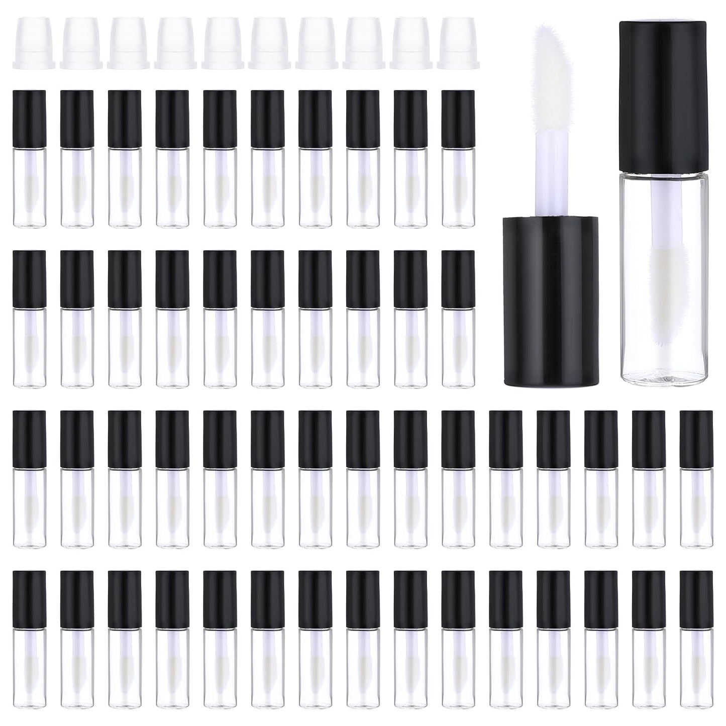 WLLHYF 100 Pcs Mini Lip Gloss Tubes, Refillable Lip Balm Bottle Transparent Empty Containers Travel Personal Cosmetic Inserts Cosmetic Tools Mini Lipstick Containers for Women DIY Makeup