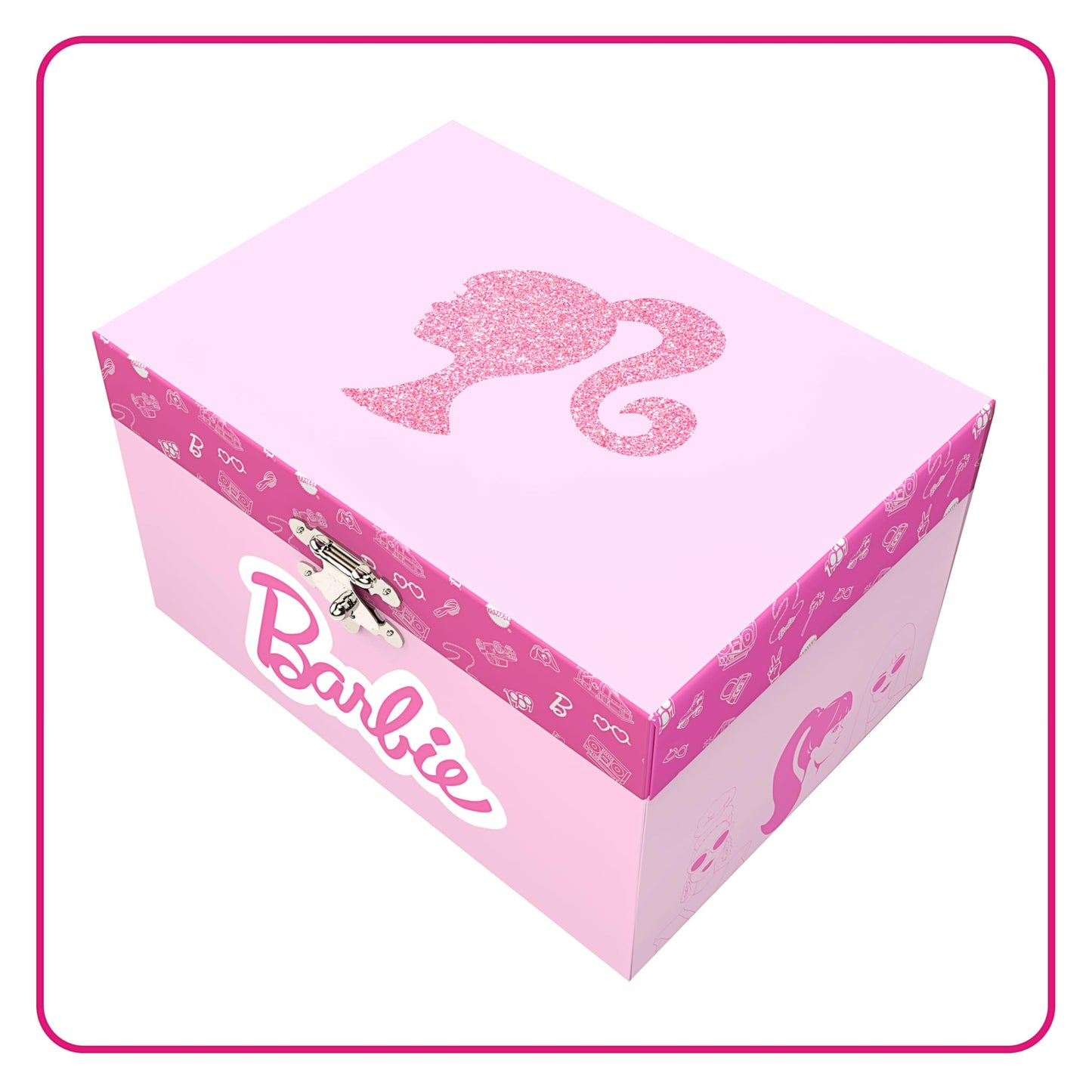 Mini Treasures Barbie Storage Organizer for Accessories Musical Jewelry Box with Spinning Figurine, Barbie Toys for Girls Ages 3-5