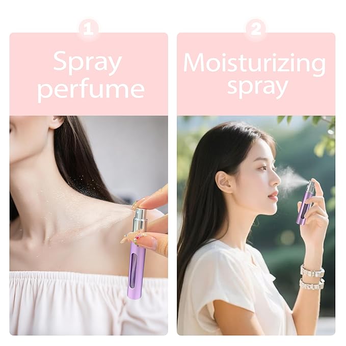 2 Pack Refillable Mini Perfume Atomizer Bottle,Portable Separate Bottles,Travel and Outings Spray Boxes Dispensers 5ml/0.2oz (Purple)