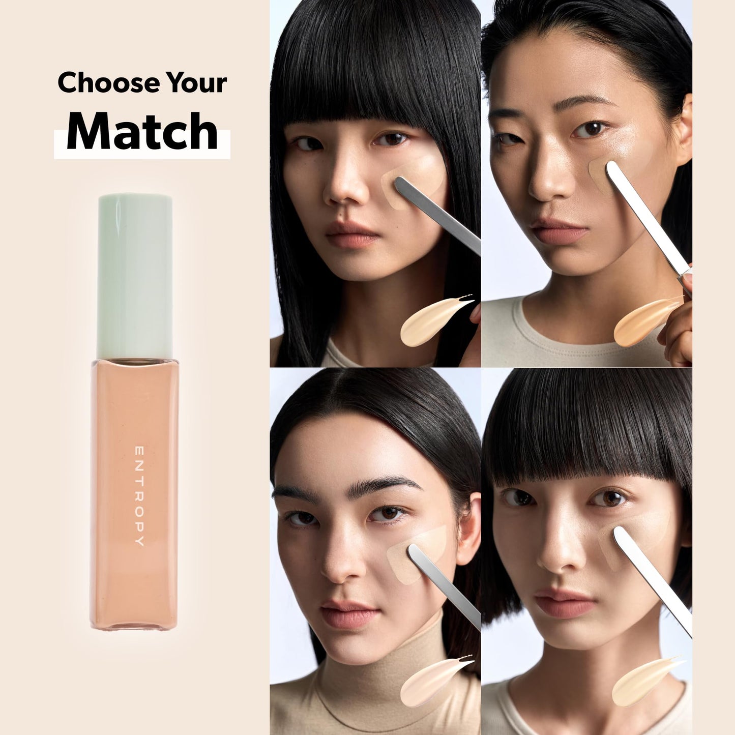 ENTROPY MAKEUP Organza Fit Spatula Foundation, Sheer to Medium Coverage, Built-In Spatula Applicator, Natural Finish, Flawless Skin, Long-Lasting Ultra Lightweight, Korean Makeup, #19.8