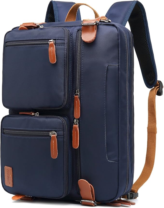 CoolBELL Convertible Backpack Messenger Bag Shoulder Bag Laptop Case Handbag Business Briefcase Multi-Functional Travel Rucksack Fits 17.3 Inch Laptop for Men/Women (Blue)