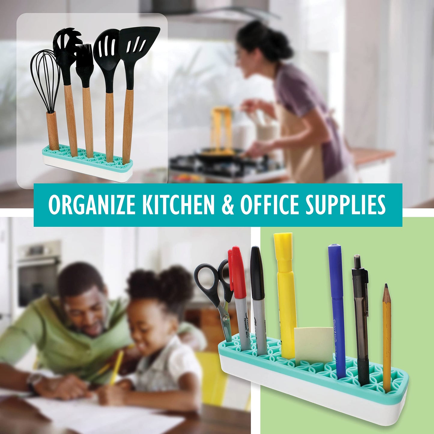 The Beadsmith Keeper Crafter Silicone Holder – Flexible Dividers Accommodate Makeup & Beauty Supplies, Sewing, Art & Paint Brushes, Jewelry Making Tools, Desk/Office Storage
