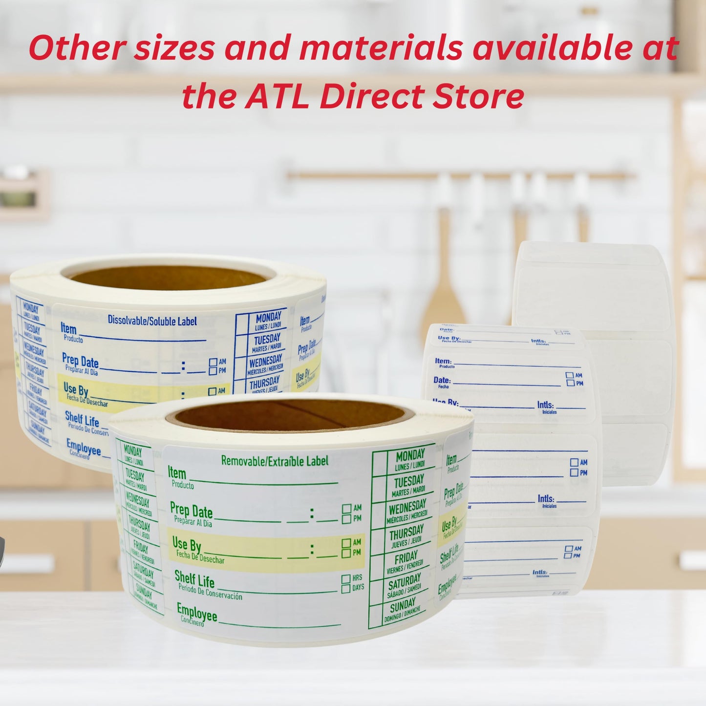 ATL Direct 2x1 Dissolvable Food Labels, 250 Label Stickers, Bottle Labels for Storage Bins, Sticker Labels for Food containers, (250, Blank)