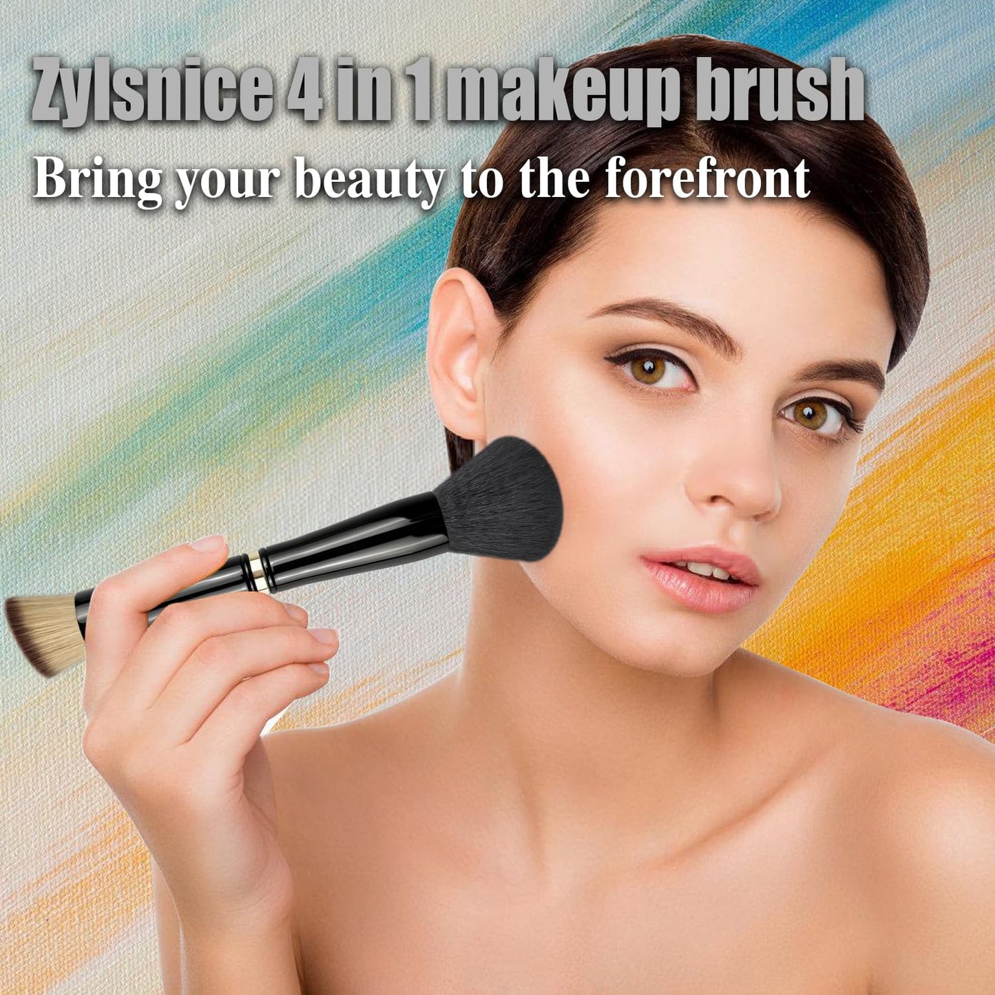 Zylsnice 4 in 1 Makeup Brush, Travel Makeup Brush Set with Case, Mini Makeup Brushes, Powder Foundation Brush, Concealer Brush, Eyeshadow Brush, Dual Ended Makeup Brush for Liquid,Cream, Powder