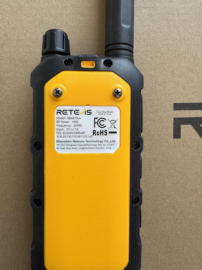 Retevis RB48 Plus IP67 Waterproof Heavy Duty Long Range Walkie Talkies, GMRS Radio, Construction Jobsite Two Way Radio, NOAA, Shock Resistant, Dual PTT, Vibration Reminder(4 Pack)