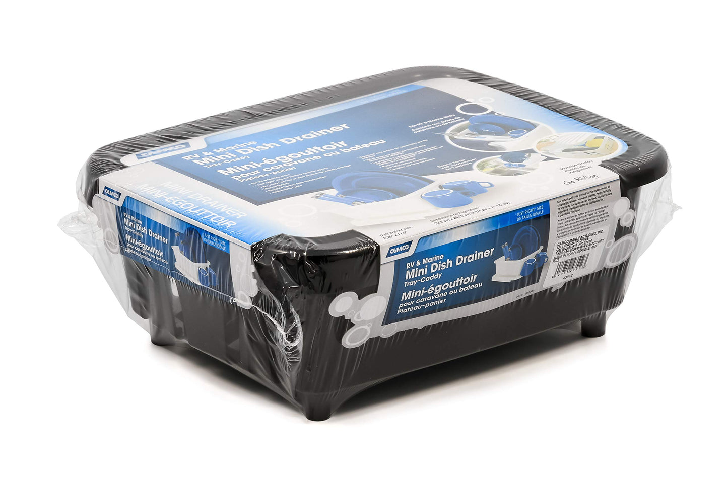 Camco RV Mini Dish Drainer & Tray - Features a Sloped Drain Tray Design, Heavy-Duty Construction - Ideal for Small Spaces, Apartments, Boats, and More -9.5"L x 11.7"W x 4.75"H - Black (43512)