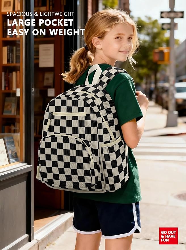 Corduroy Kids Backpack, Lightweight Boys Backpack 5-9, Boy Bookbag for Elementary School 15.3" H Fit Folder