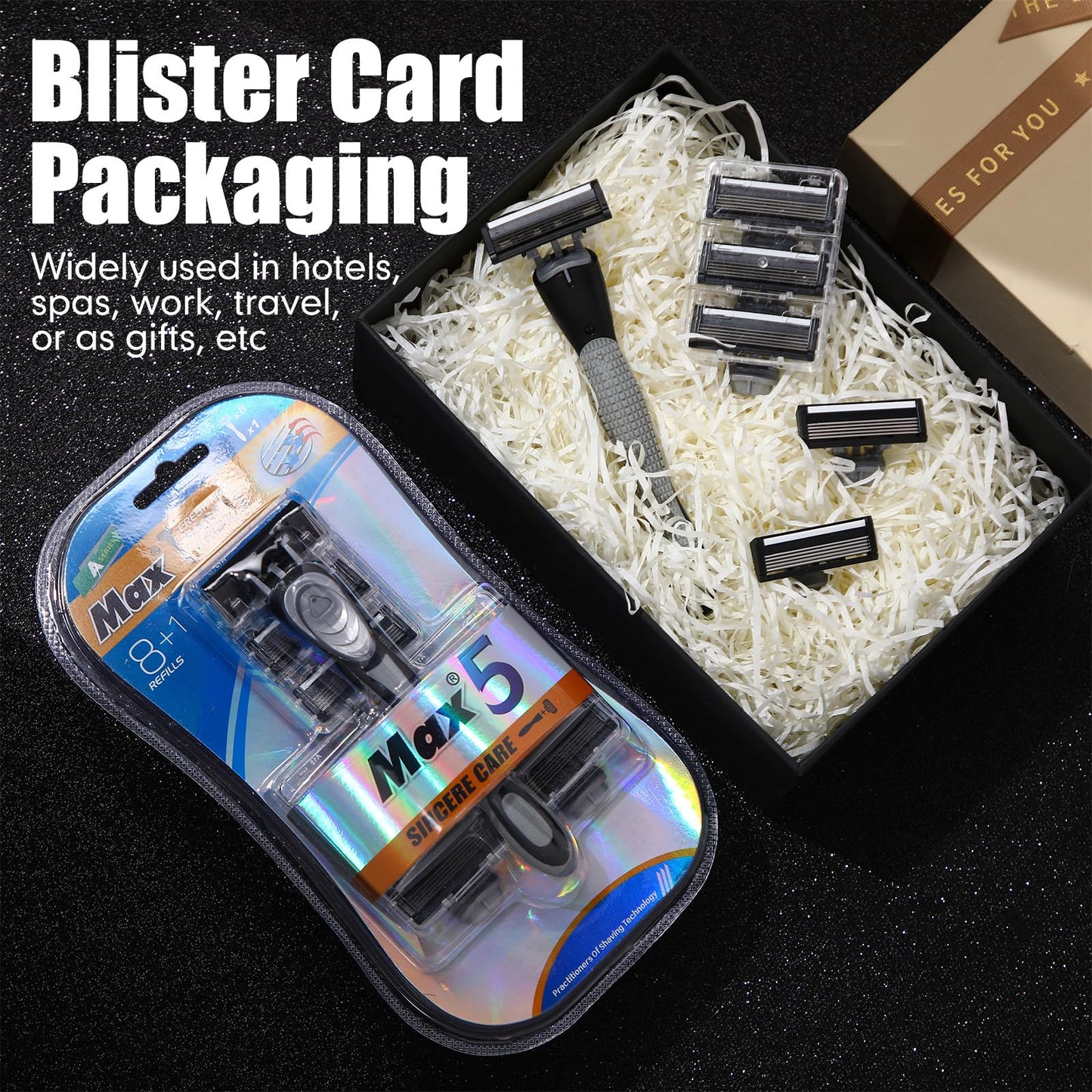 Wovnet 27 Pcs Refillable Men's Razors Kit Holiday Shaving Kit 5 Blade Disposable Sensitive Skin Razor refills for a Comfortable Shave, 3 Handles and 24 Cartridges
