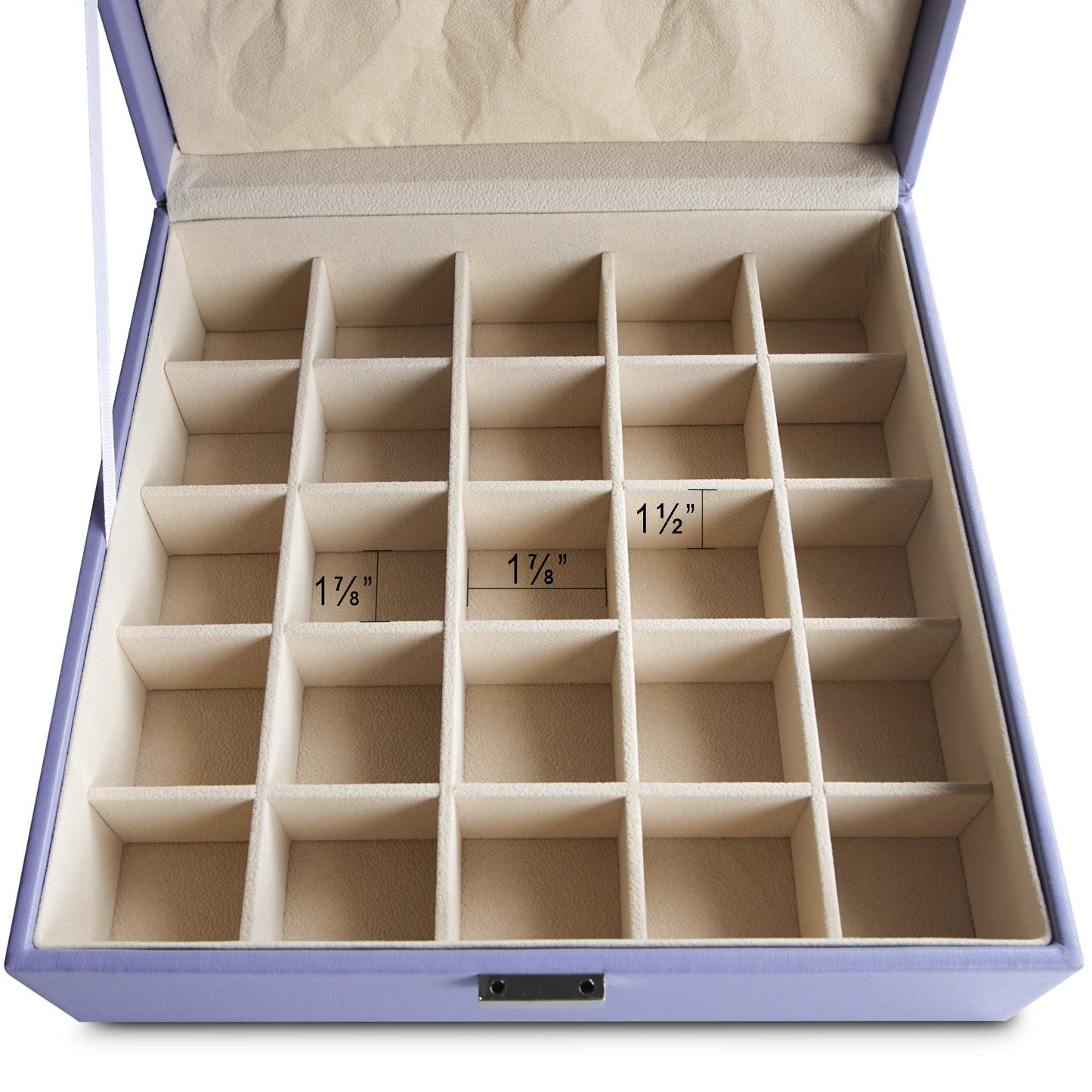 Frebeauty Earring Organizer Classic Jewelry Box 50 Slots Double Layer Jewelry Storage Case with 6 Necklace Hook and Bracelet Pocket(Purple)