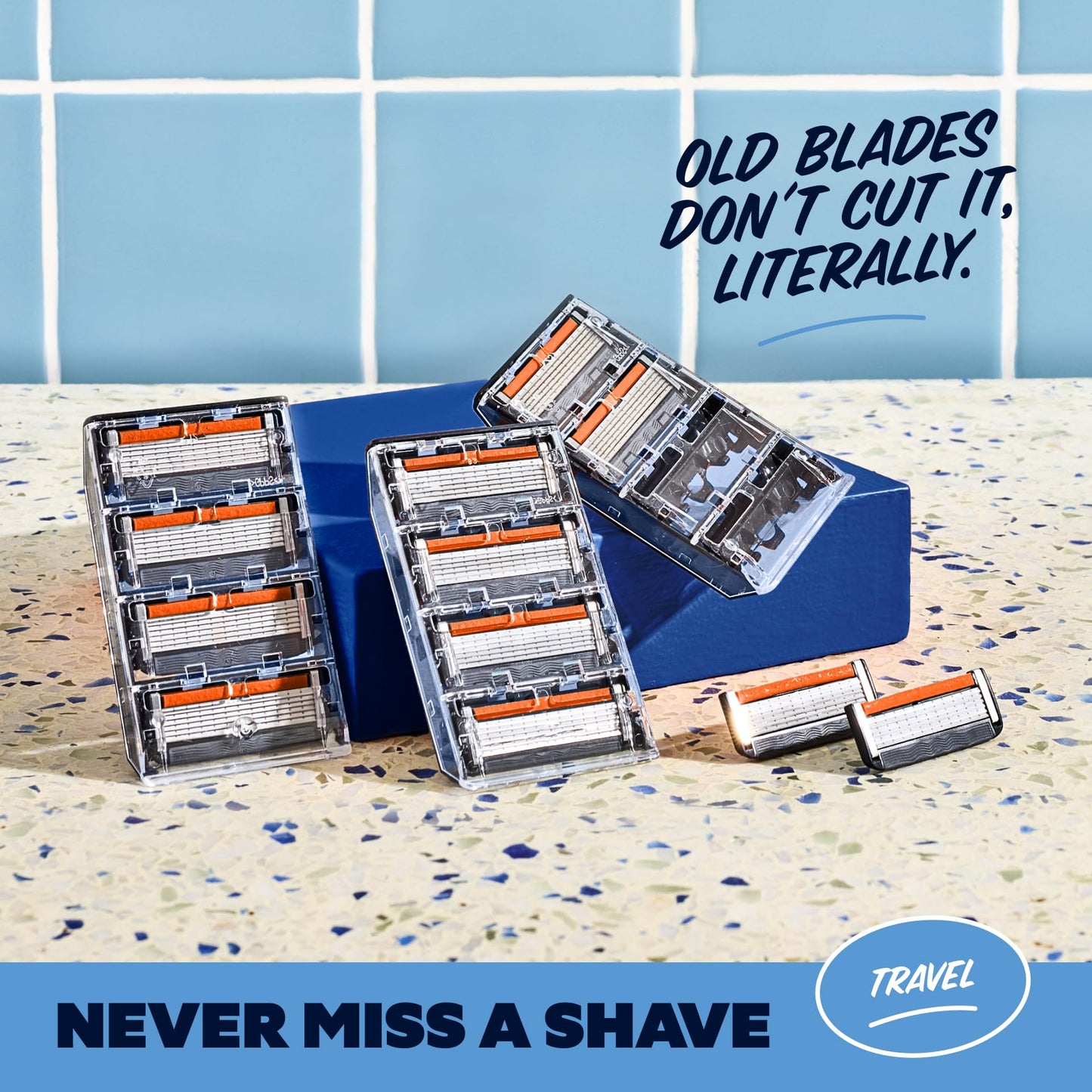 Dollar Shave Club | Travel Shave Set | 4 Extra Close Refill Cartridges, 1 Handle (Green), 1 Razor Cover