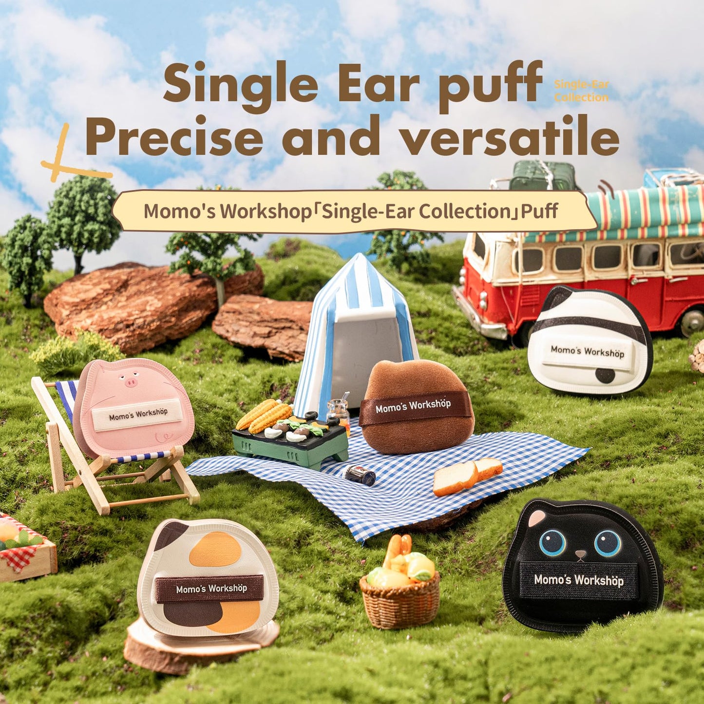 Momo's Workshop Makeup Sponge 2Pcs Lamb 85° Tip for Foundation Concealer Case