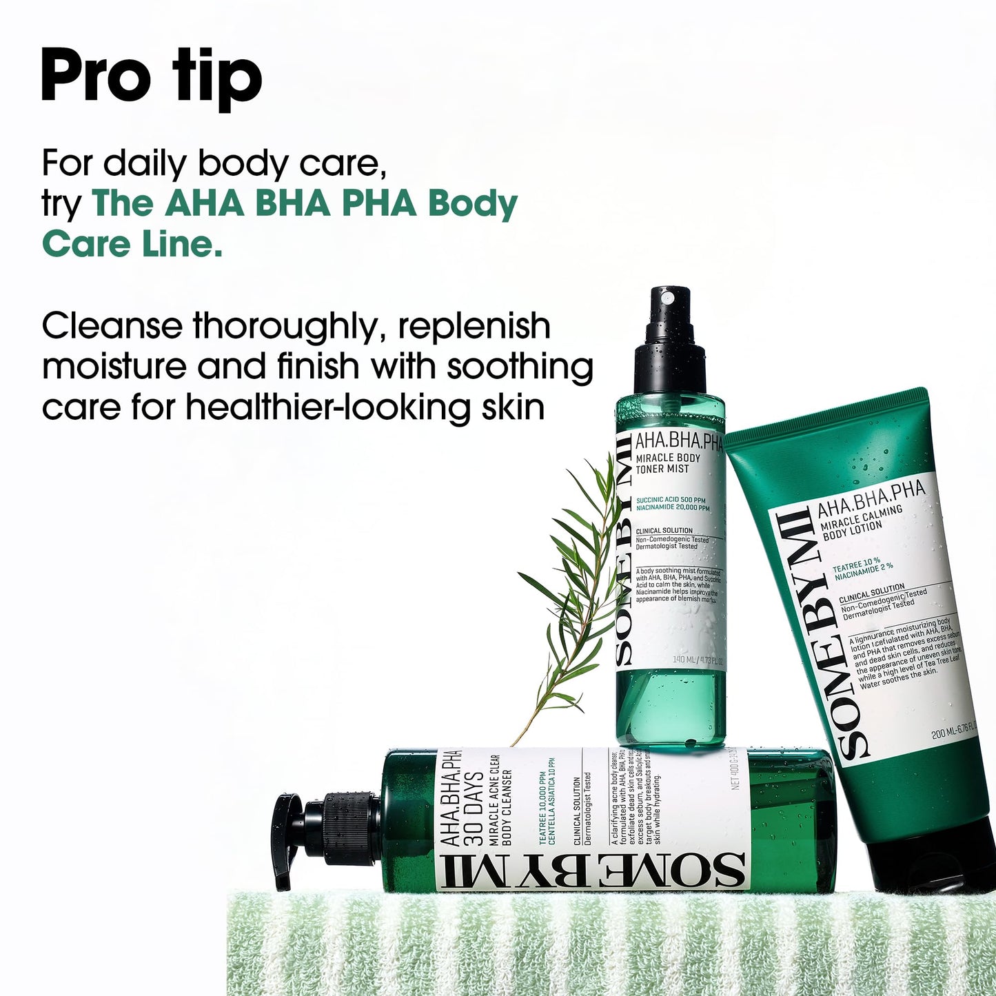 SOME BY MI AHA BHA PHA Miracle Calming Body Lotion, 6.76 oz – Salicylic Acid Exfoliating Body Moisturizer for Dry & Rough Skin – Daily Hydration with Centella Asiatica & Tea Tree – Korean Skin Care