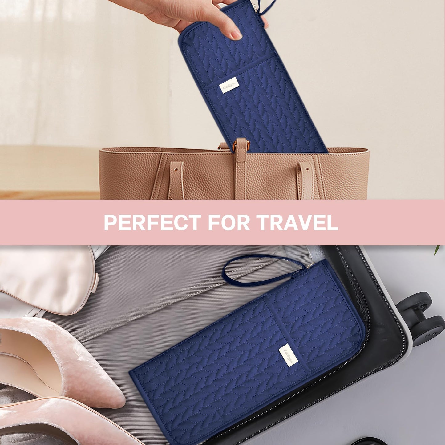 KarSyon Hot Tools Organizer Heat Resistant Mat Case Hair Tools Holder Travel Bag Portable Hair Styling Tools Cover Pouch for Curling Iron,Flat Iron,Hair Straightener (Blue)