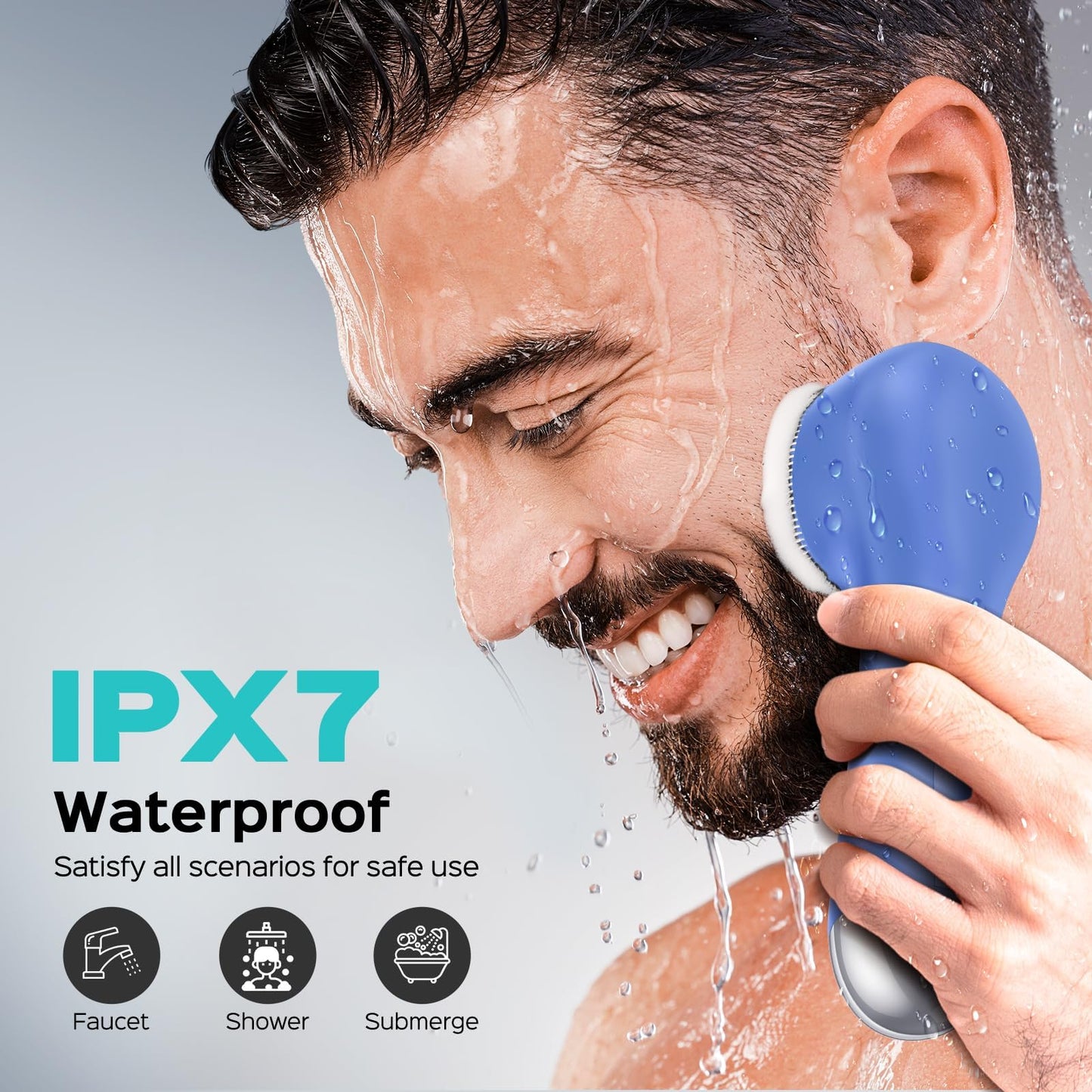 COSLUS FBS03 Face Scrubber Facial Cleansing Brush: 2 in 1 Spin and Vibration Patented, Silicone Electric Exfoliator Scrubber with Automatic Foaming, Waterproof Face Cleanser Brush for Men and Women