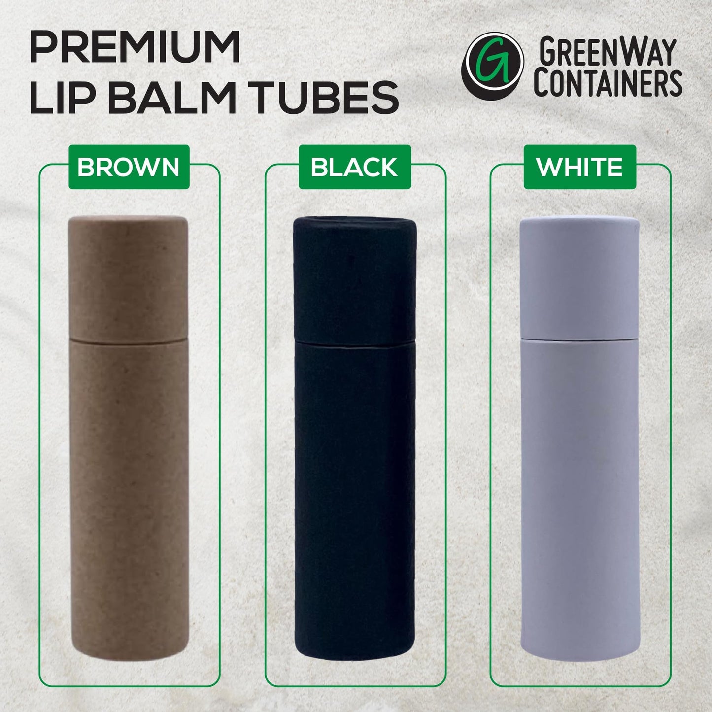 GreenWay 0.3oz / 8.5g Kraft Paperboard Lip Balm Tubes with Lids - 100 Pack Lip Gloss Tubes Refillable DIY Cosmetic Containers - Lip Balm Containers Chapstick Tubes Empty Holder Tubes - Brown
