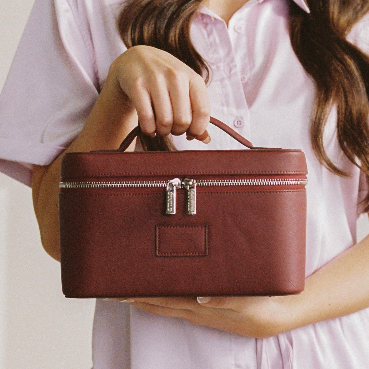 ETOILE - Vanity Case Burgundy - Stylish Travel Makeup Bag Organizer with Dividers