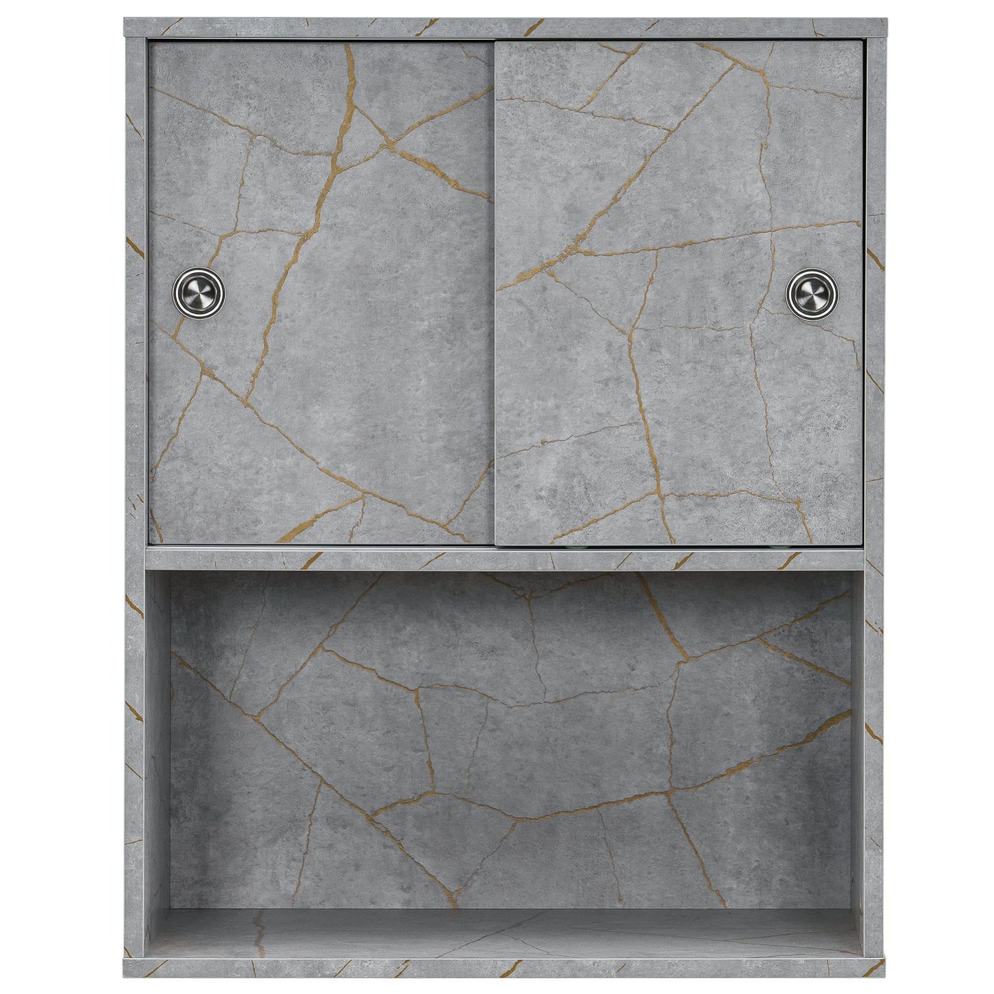 BarberPub Wall Mounted Barber Shampoo Station Storage Cabinet Salon Beauty Spa Equipment for Barber Salon Shop(Gold&Grey) 7136