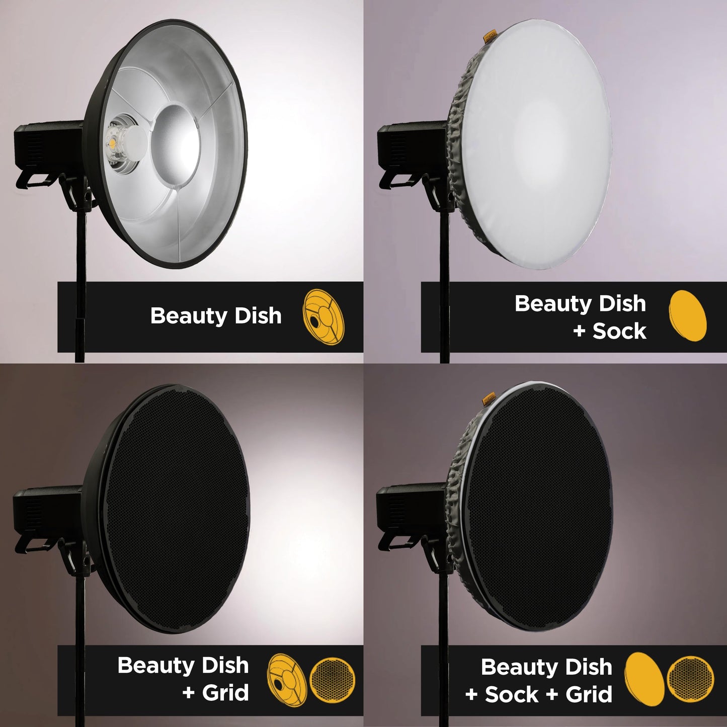 Beauty Dish XL 20 Pro Kit by MagMod, Collapsible Magnetic 20" Beauty Dish for Flattering Portrait & Studio Photography, Includes Bowens Mount, Grid & Diffusion Sock, Compatible with Godox & Profoto