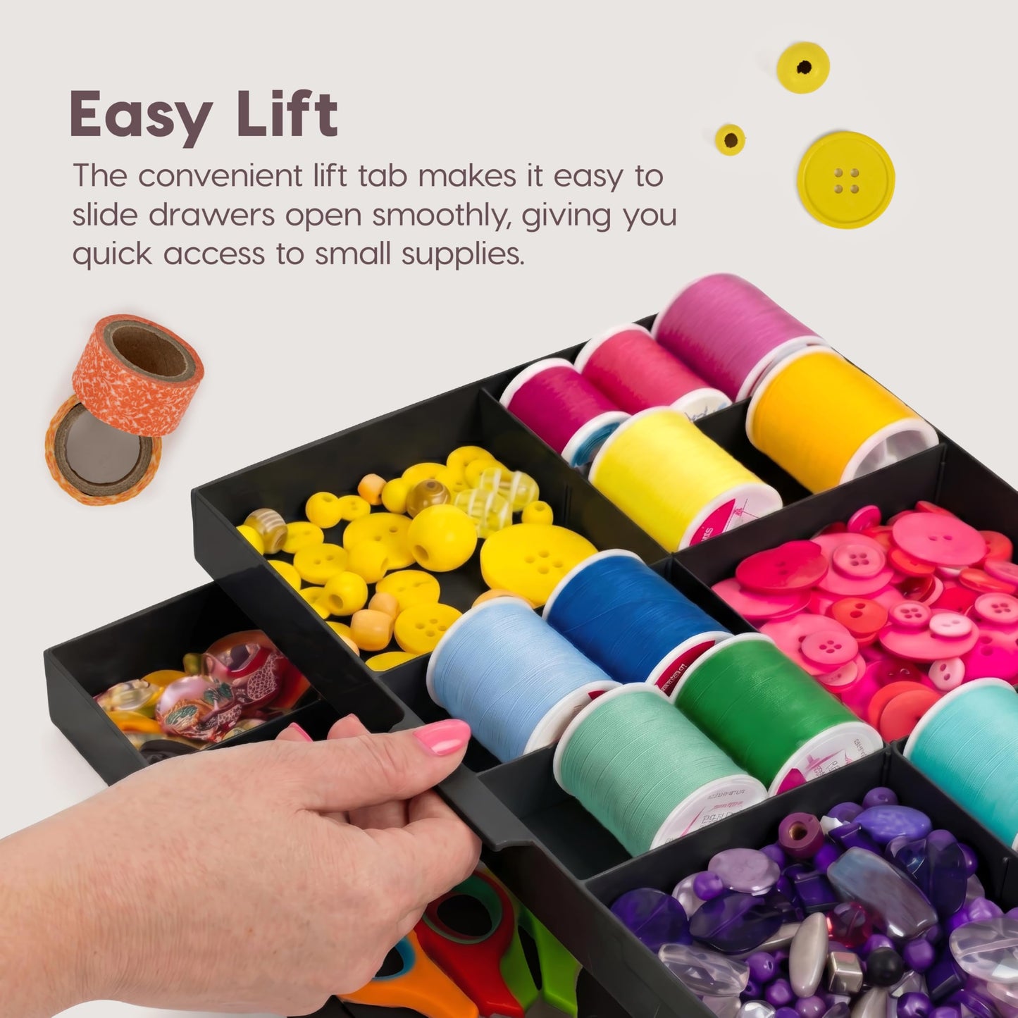 IRIS USA 2-Tier Drawer Organizer Expandable |Made in USA| Multi-Level Collapsible Organization, Comes with Dividers for Crafts, Makeup, Jewelry & Office - Charcoal