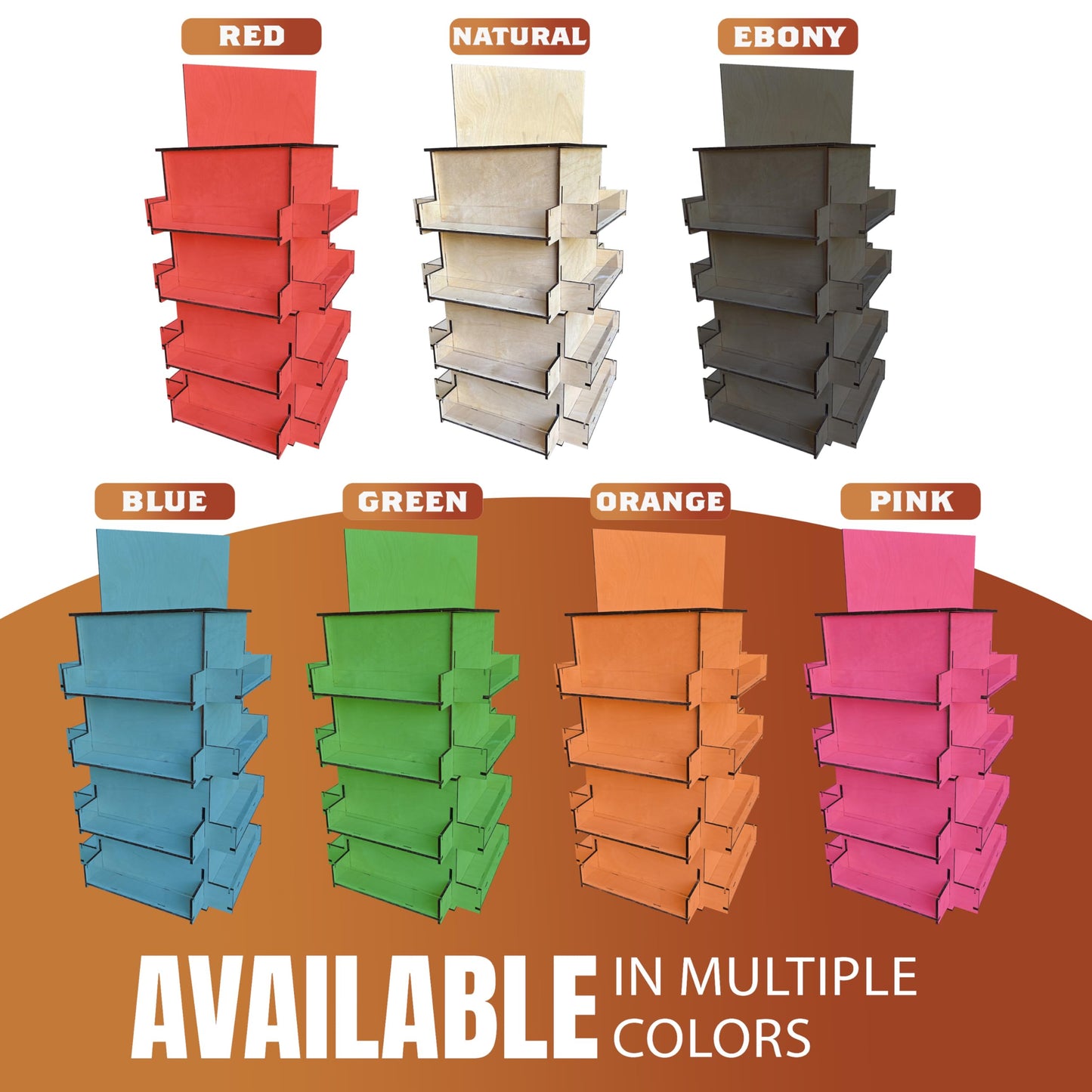 TORCHED DISPLAYS 4-Sided Rotating Display Stand - Craft Shows, Trade Shows, Markets - Small & Medium-Sized Items like Stickers, Postcards, Coasters, Note Pads, Napkins, Easy to Assemble (Blue)
