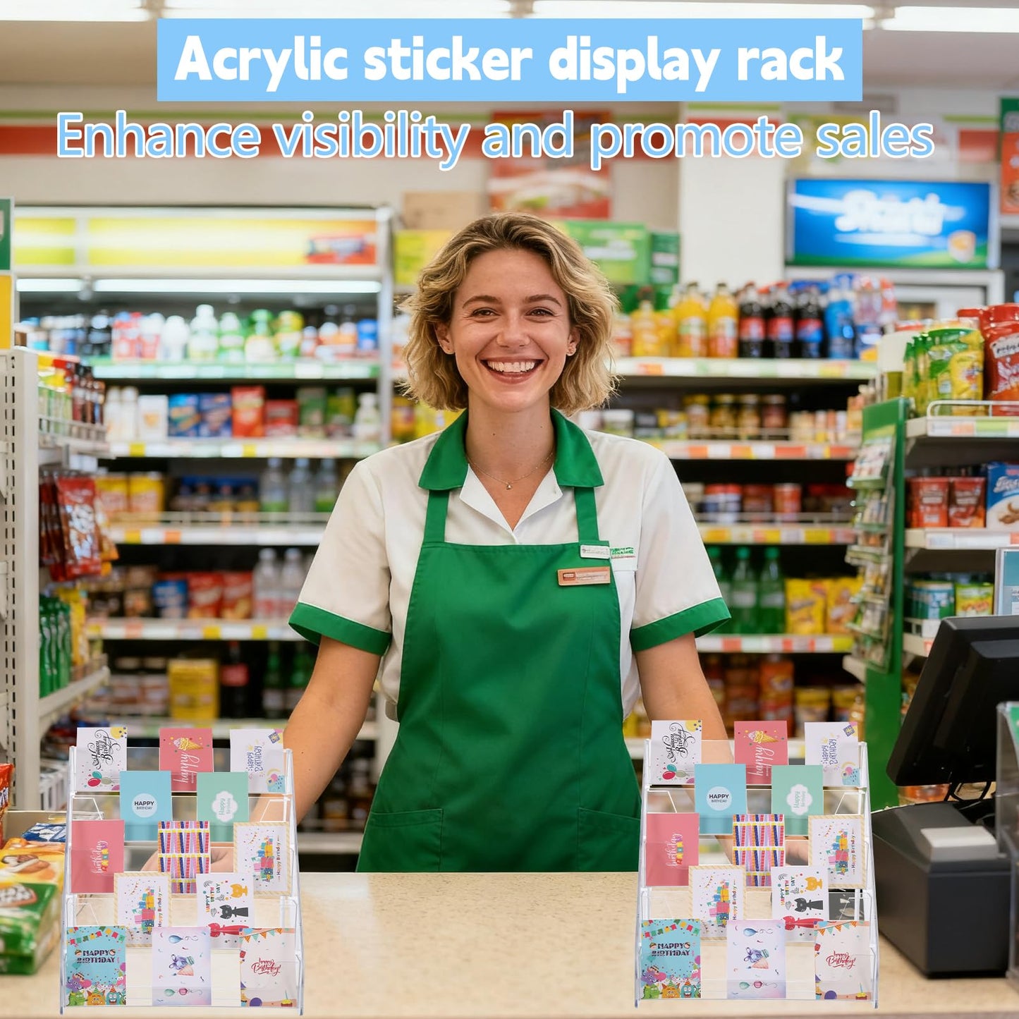 Hlimior 2 Pack 5-Tier Sticker Display Stand for Vendors, Pocket Acrylic Display Stands & Card Stand, Portable Organizer for Trade Shows, Retail Stores, Small Business Supplier Events
