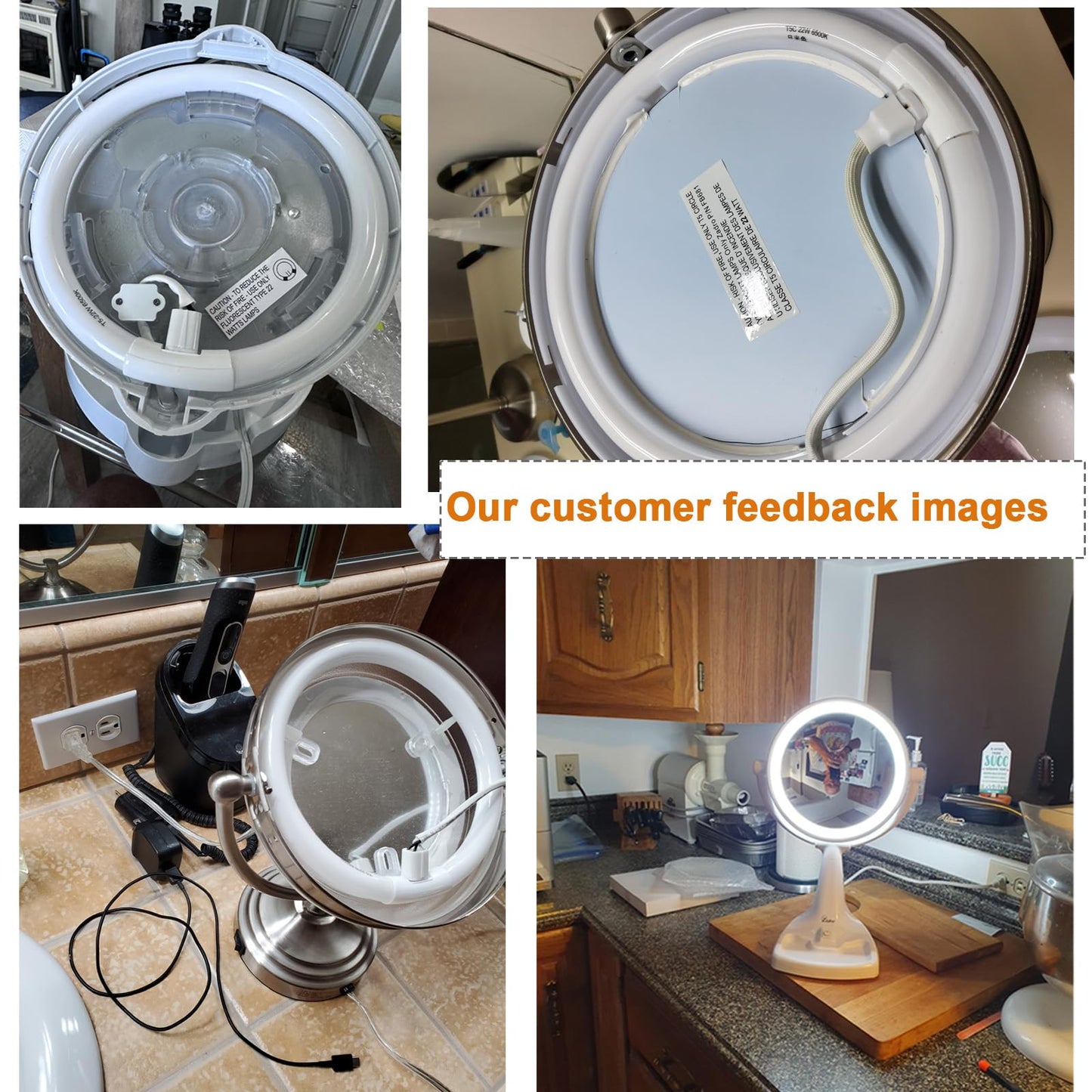 Calutite 9 Inch Dia. Circular T5 Bulb, 22W Fluorescent Daylight, Replacement for Zadro GLA, GLAW, SLWR, SLVR Makeup Mirror FB681,Inward 4 Pin Connector,6500K