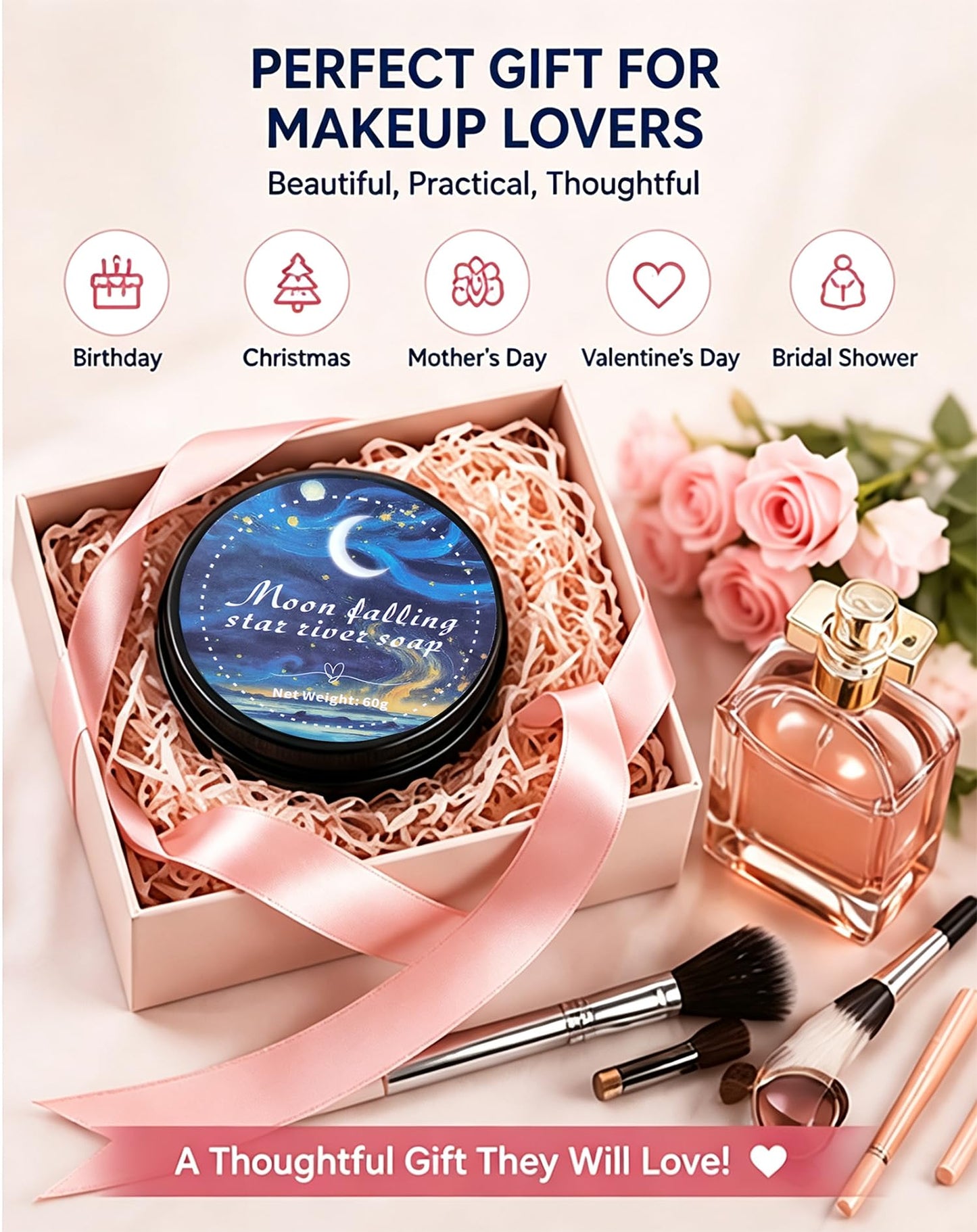 Luslife Makeup Brush Cleaner Soap, 2.12 oz (60g), 2-in-1 Tin Box with Silicone Cleaning Mat Lid, Works with Electric Makeup Brush Cleaner Machine, Deep Clean for Brushes & Sponges