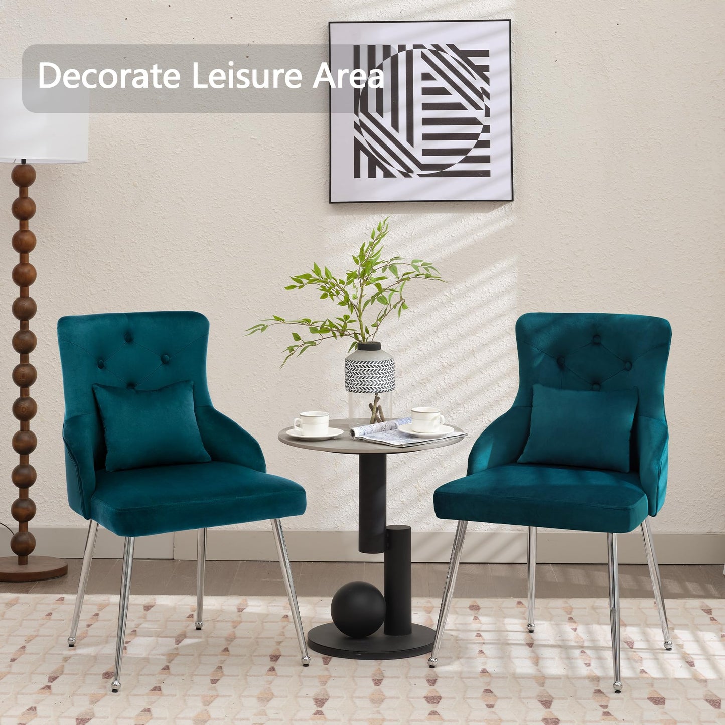 UDAX Velvet Vanity Chairs with Back, Upholstered Makeup Chair No Wheels with Metal Legs & Lumbar Pillow for Living Room/Makeup Room/Bedroom/Home Office/Kitchen