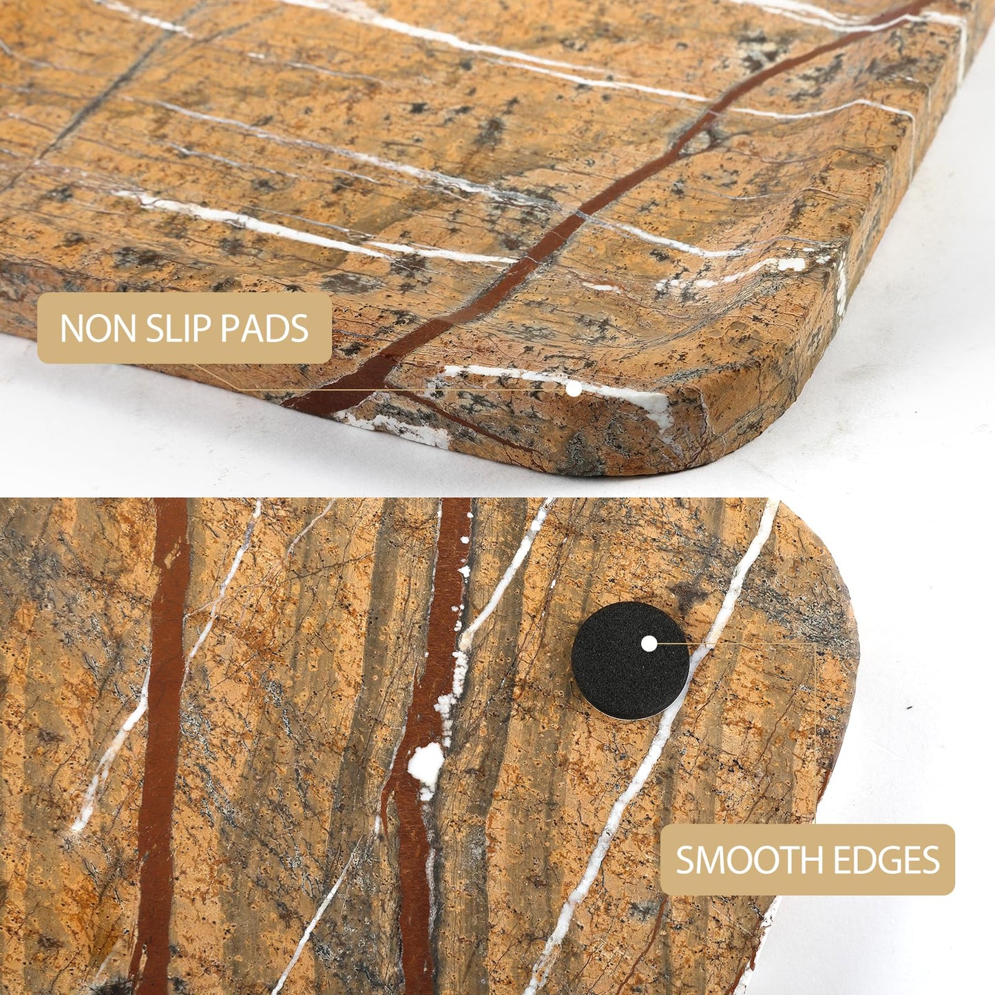 Koville Marble Tray, 12"x8" Natural Marble Vanity Tray for Countertop Bathroom Kitchen Dresser, Decorative Catchall Trays for Perfume Jewelry, Rectangular Stone Serving Tray(Rainforest Gold)