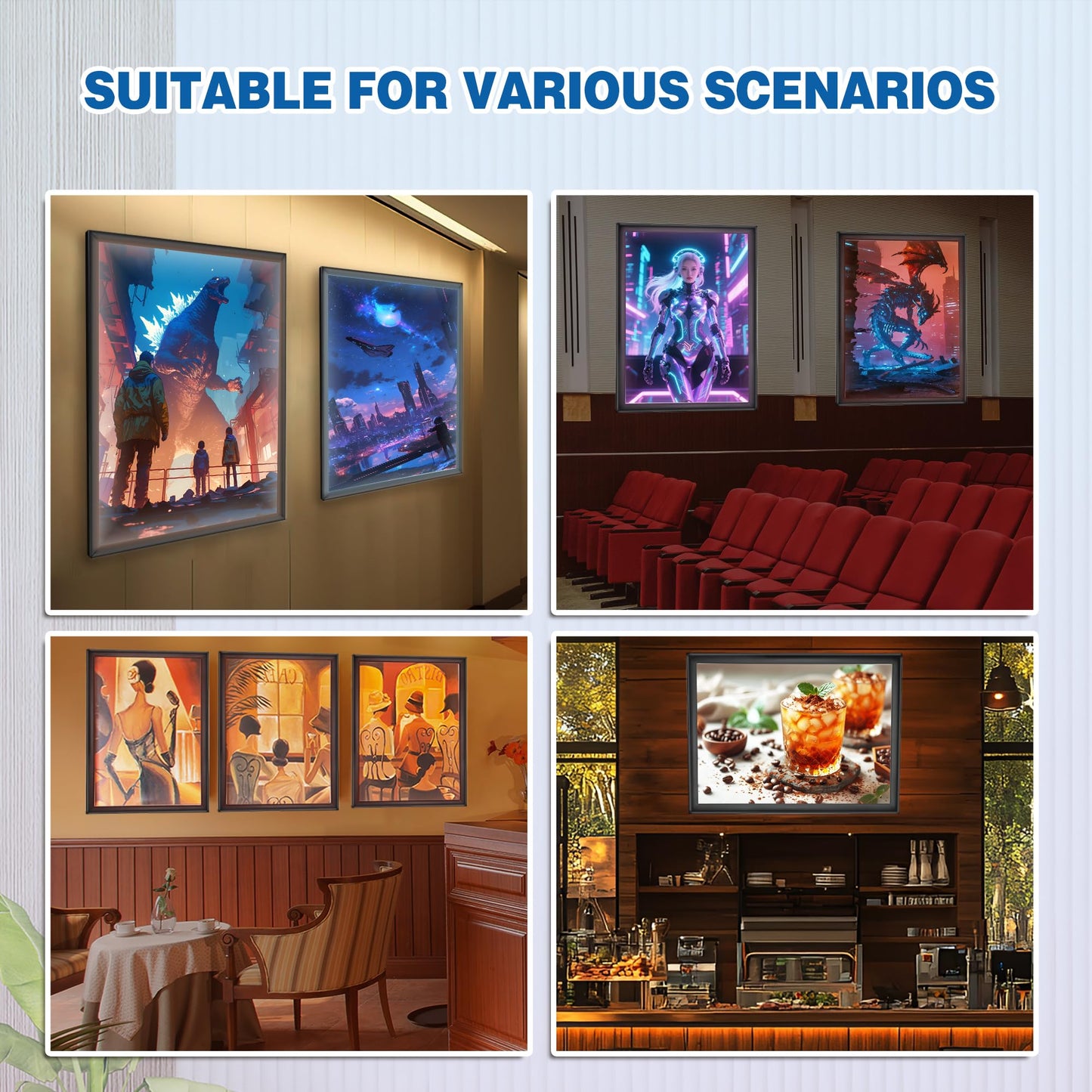 18×24 LED Poster Frame Adjustable Brightness with Remote & Manual Control