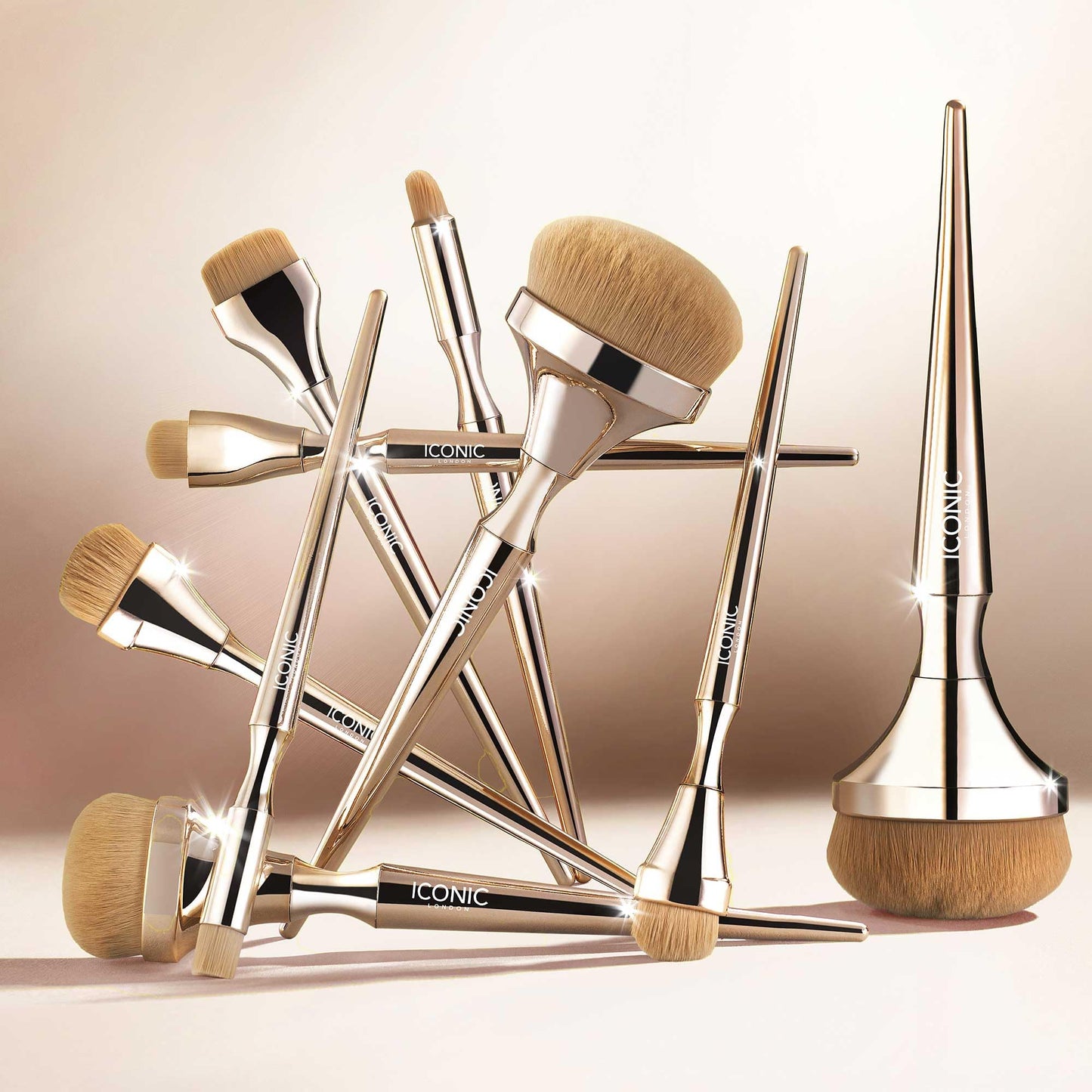 ICONIC LONDON HD Blend Brush Set | Luxury Synthetic Makeup Brushes for a Flawless Base and Finish | Buff, Blend, and Polish, Vegan (9 piece)