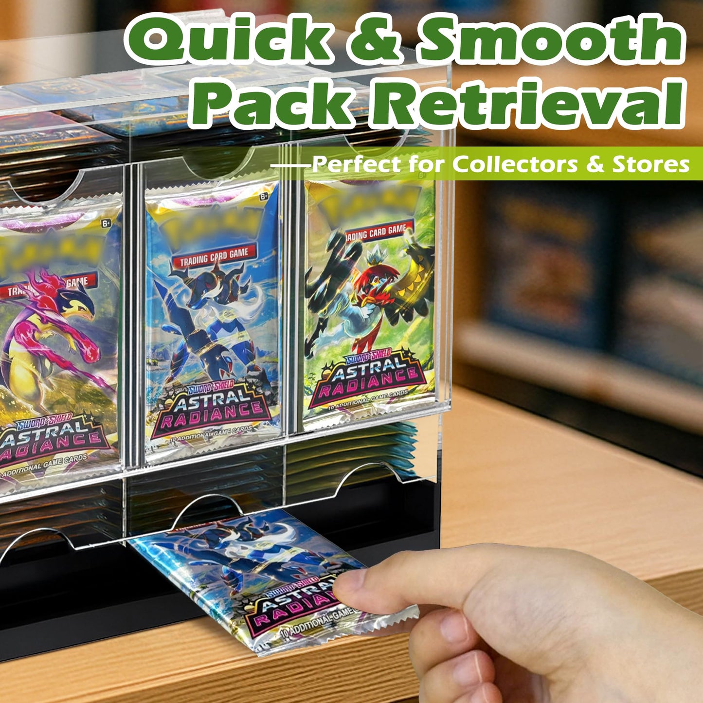 VERSSURE 5-Slot Booster Pack Dispenser with Non-Slip Base,Acrylic Card Pack Dispenser Fits 200 Booster Packs for Dispensing,Card Holders Storage Case for Trading Card and Sports Card Packs