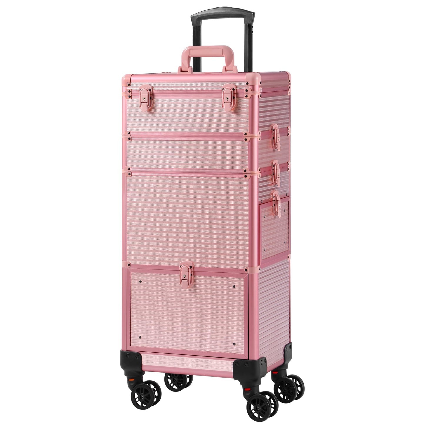 Somduy Makeup Train Case with Drawer, Rolling Makeup Case, Cosmetology Case on Wheels, Gift, Travel Makeup Organizers, Profesional Cosmetic Case for Salon Barber,Nail,Tattoo, Pink