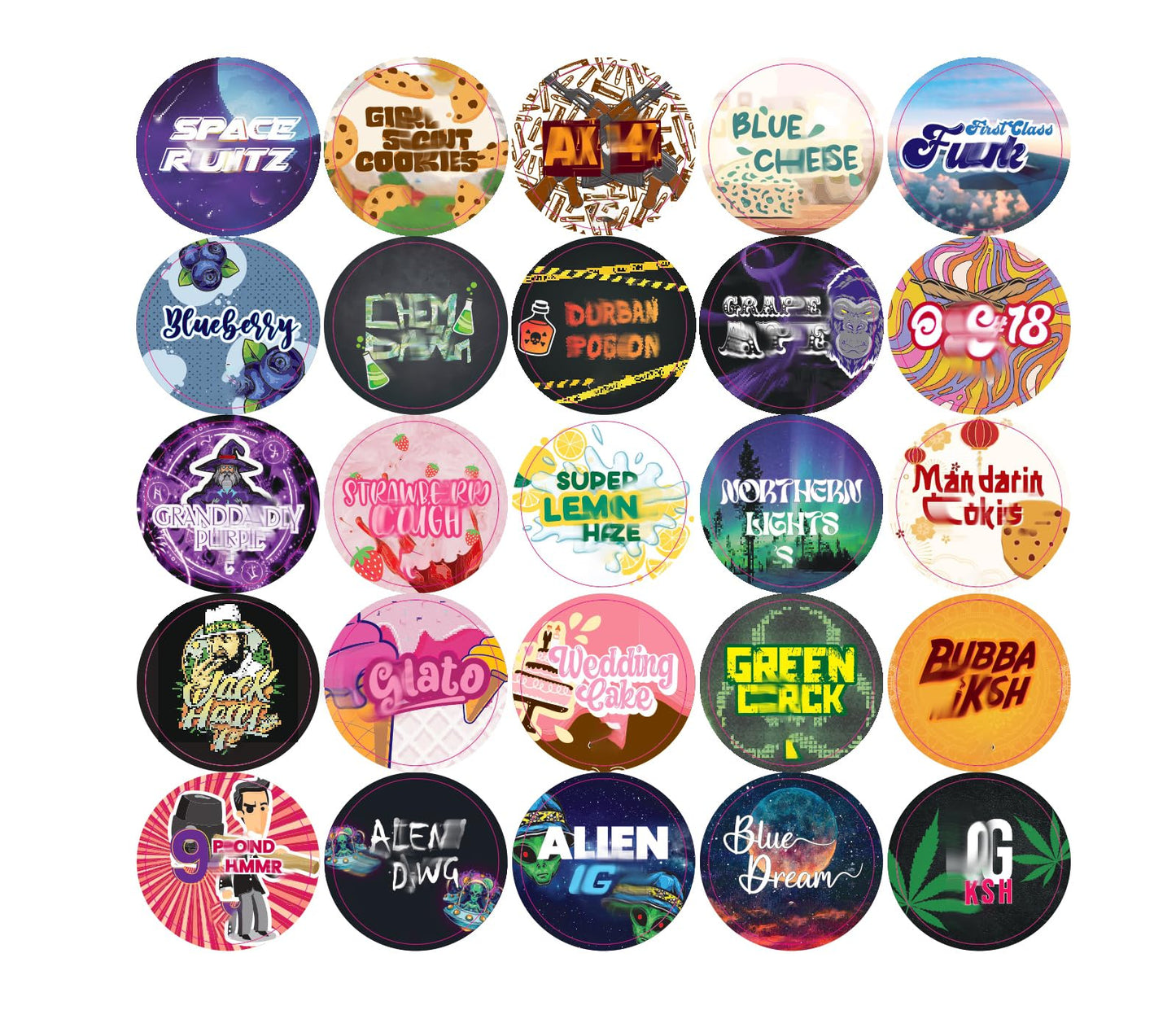 Label Stickers for Jars (1.5inch Diameter) | 25 Unique Designs | 10 Stickers Each Design | Total 250 Stickers (GJS2)