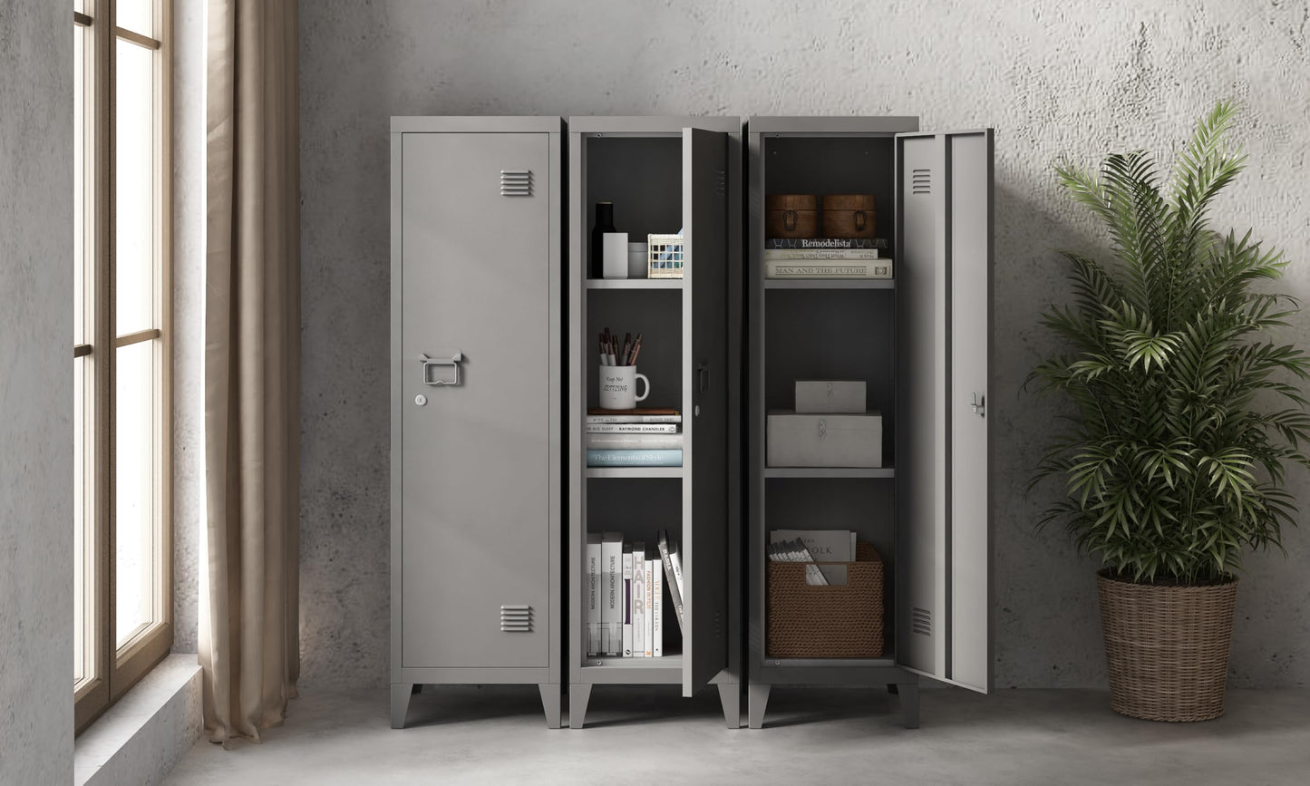 MIOCASA Metal Cabinet Home Office Storage Cabinets with Doors and Shelves Lockable File Cabinet Organizer Coat Lockers for Kids