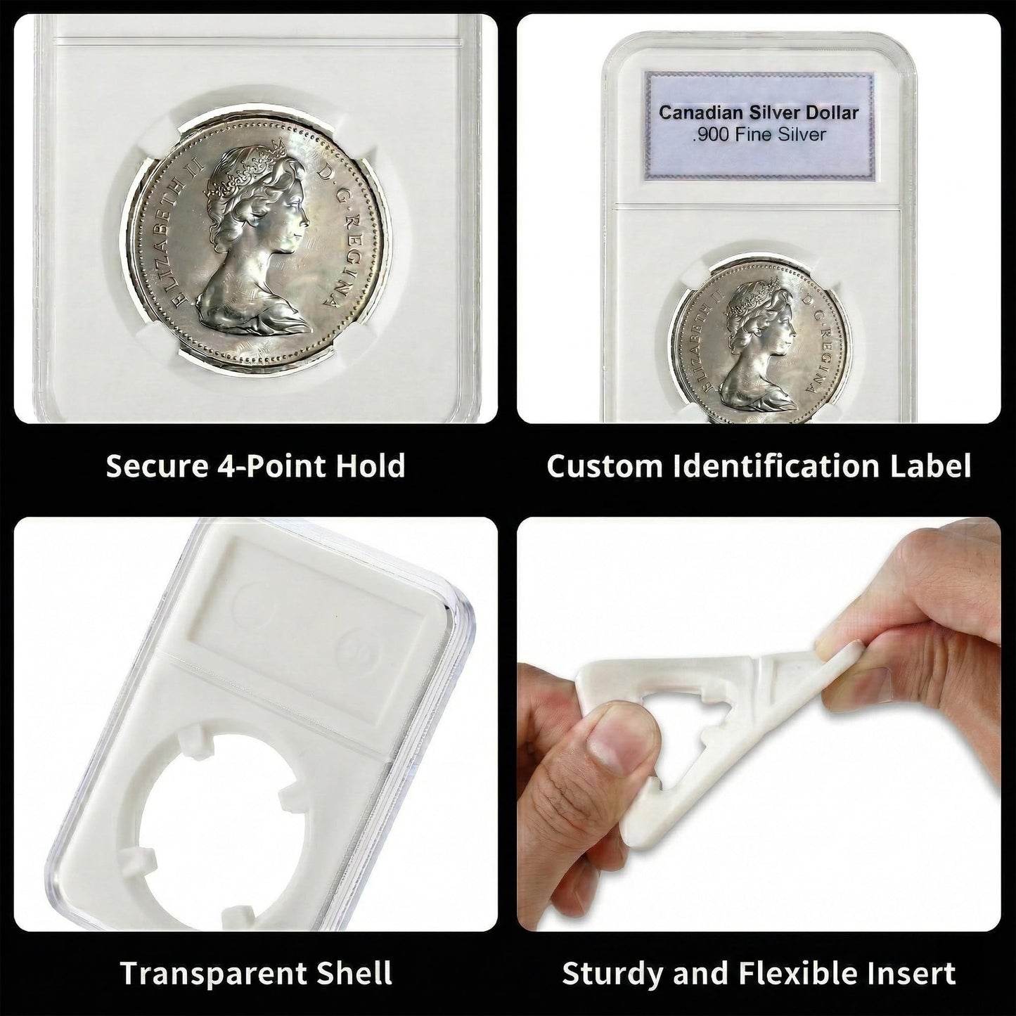 10-Pack 30mm Coin Slab Holder for Kennedy JFK Half Dollars, Clear Acrylic