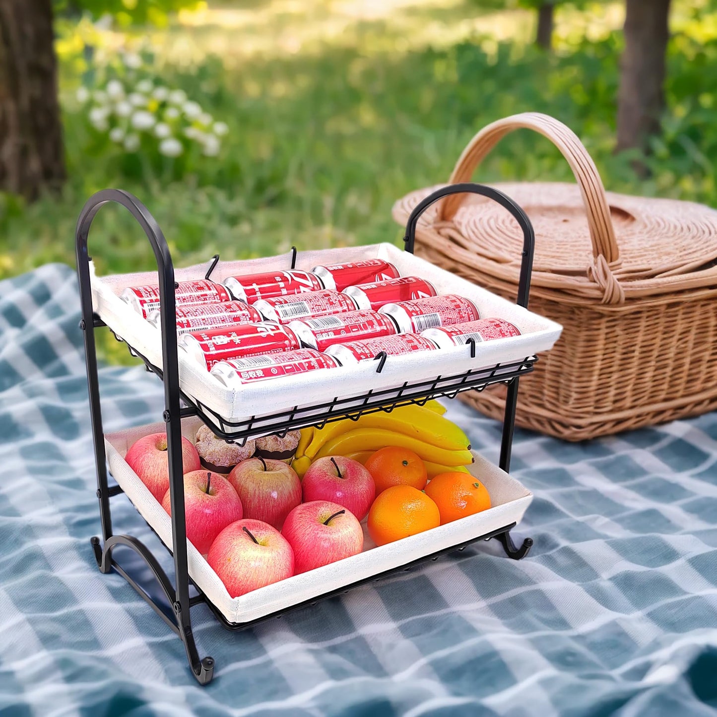 Lihou PapaQ Stackable Candy Display Rack with Canvas Cover|Stackable Candy Organizer|Multi-Function Snack Rack&Shelf for Chips |Perfect Display Solution for Stores (White, Medium)