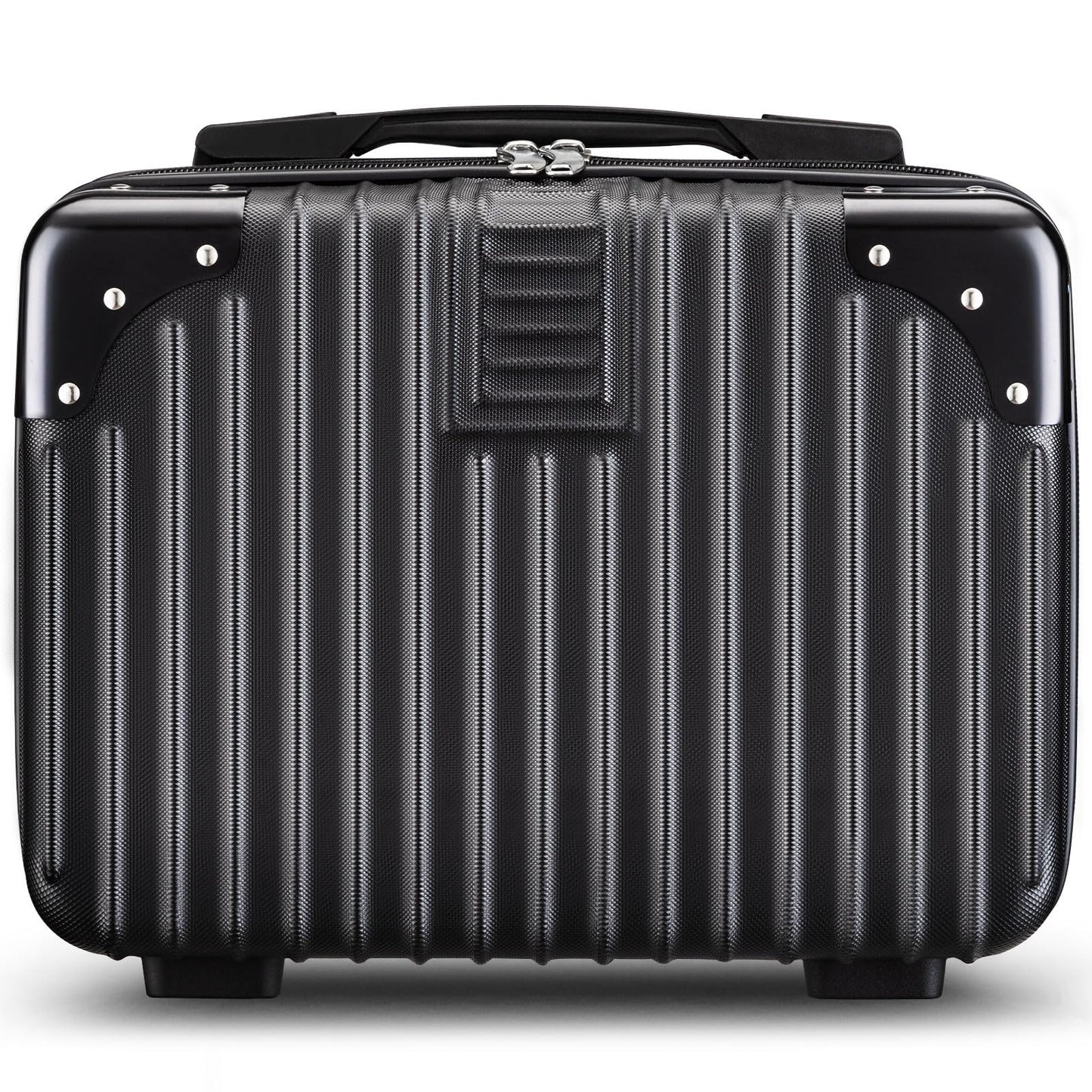 Noverlife 14 Inch Portable Hard Shell Cosmetic Travel Case, Mini Travel Hand Luggage with Elastic Band Travel Makeup Case, Small Makeup Carrying Suitcase for Train Cosmetic Bag Travel Camping - Black