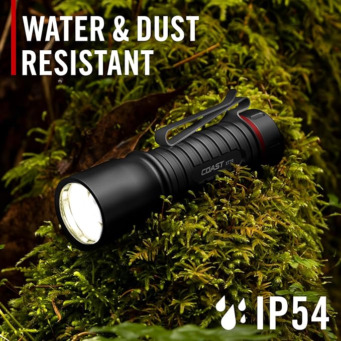 Coast XT7R 1500 Lumen Rechargeable LED Flashlight with Magnetic Mount, Slide Focus, and Pocket Clip, Black