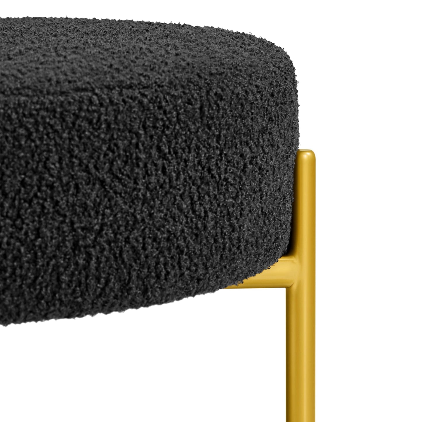 Topeakmart Modern Vanity Chair, Boucle Fabric Accent Chair with Gold Metal Legs for Living Room Makeup Room, Black