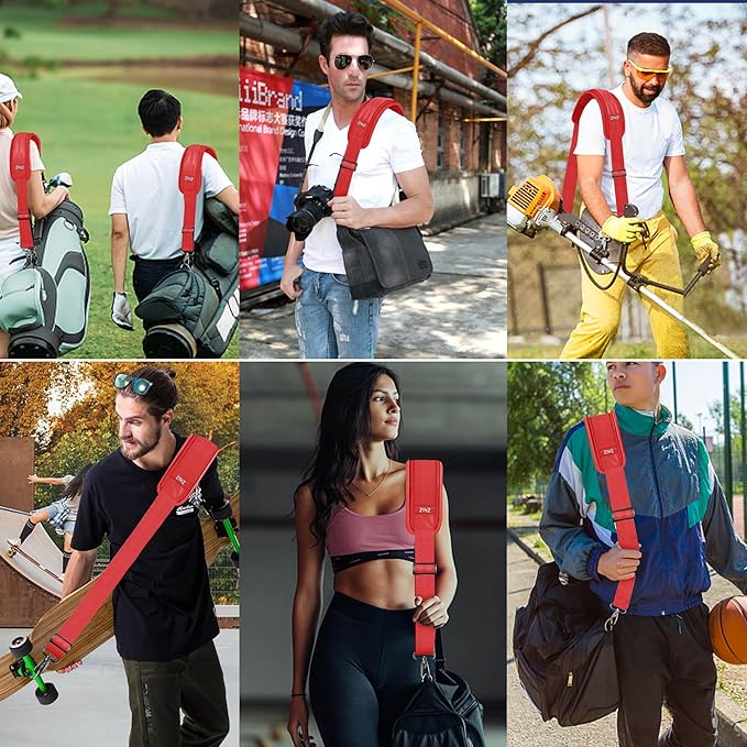 ZINZ 60" Universal Bag Strap with Ultra-thick Fixed Breathable Pad, Adjustable Heavy-duty Shoulder Strap for Laptop, Crossbody, Luggage, Gym, Camera Bag and More - R01E01