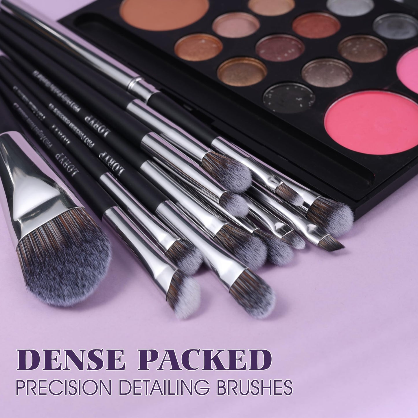 LORYP Professional Makeup Brushes Set 32Pcs Matte Black Cosmetic Brush Kit for All Face & Eye of Soft Vegan Synthetic Hair for Artists & Enthusiasts