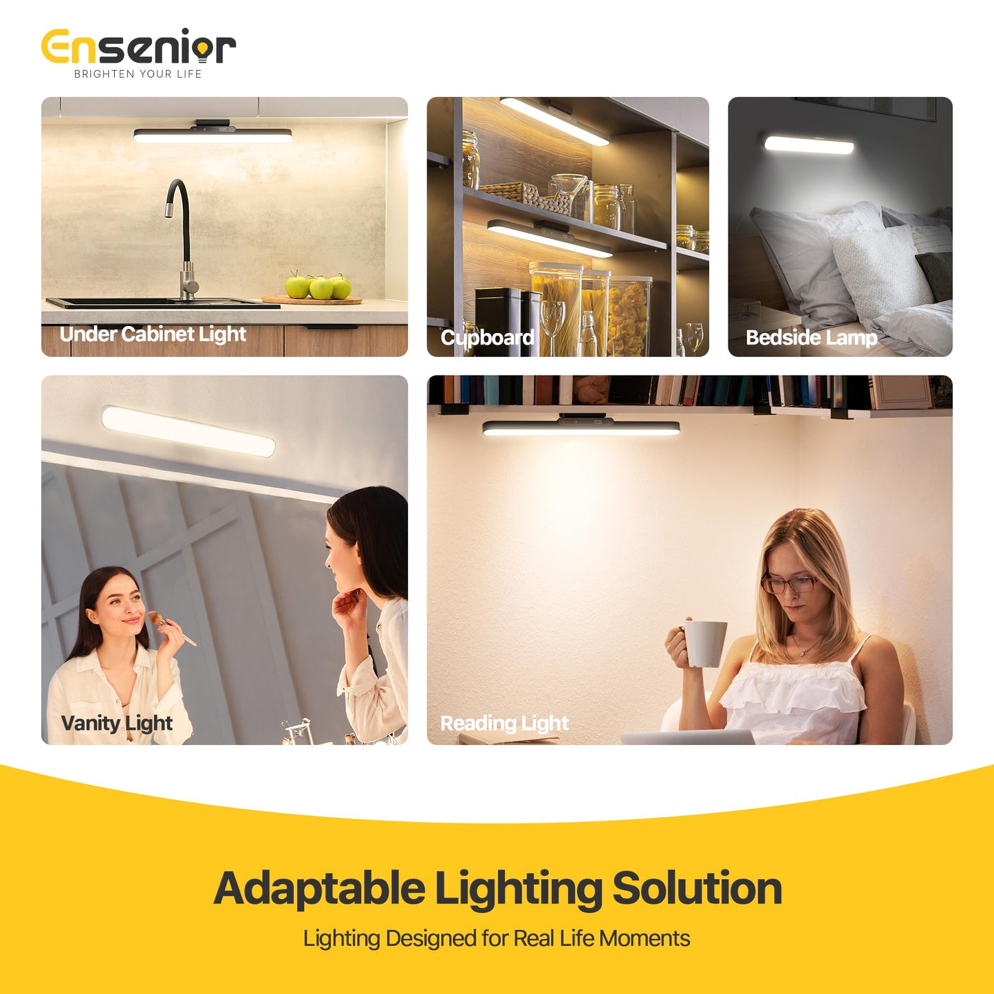 Ensenior 6W Mirror Lights with Remote, Rechargeable Vanity Light Bar