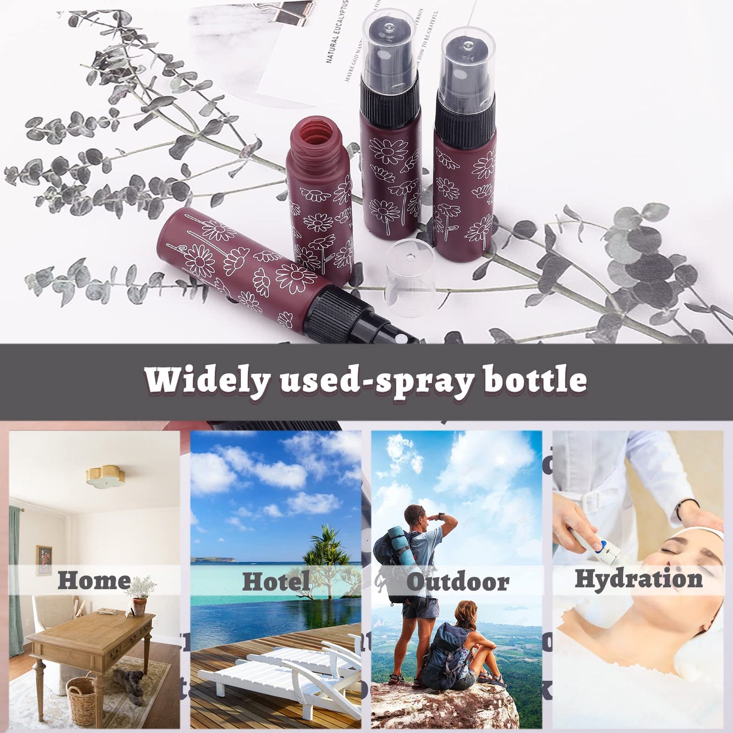 Newzoll 14 Pieces Empty Glass Spray Bottle, 10 ml/ 0.33 oz Fine Mist Sprayer Bottles Portable Refillable Perfume Container for Essential Oils, Travel (Red)